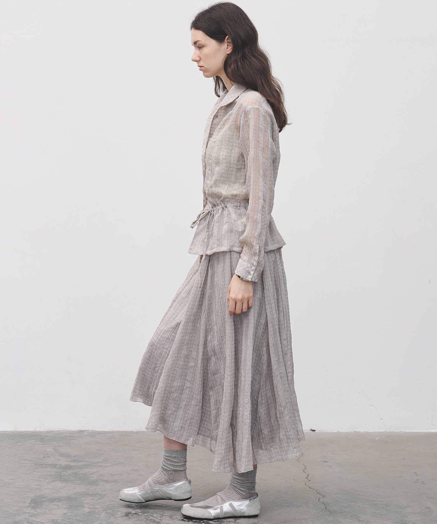 Asymmetric Hem Crinkled Check Midi Skirt – A-Line Silhouette