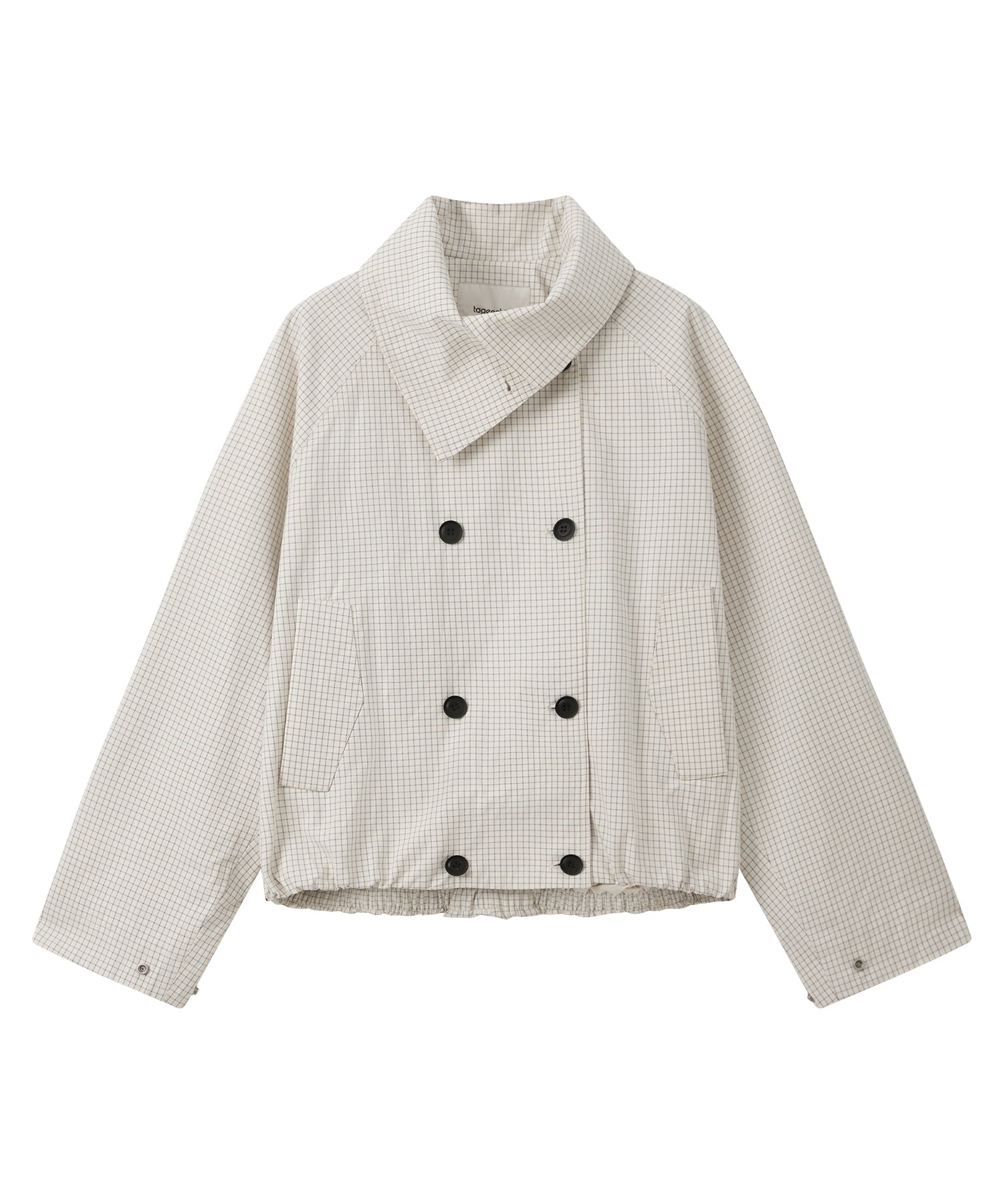 「2월 하순~3월 상순 출하」Double-Breasted Check Cropped Jacket