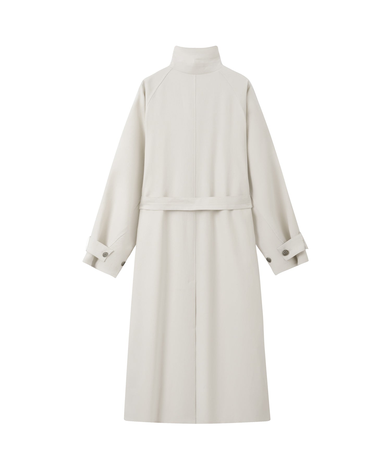 Stand Collar Belted Long Trench Coat