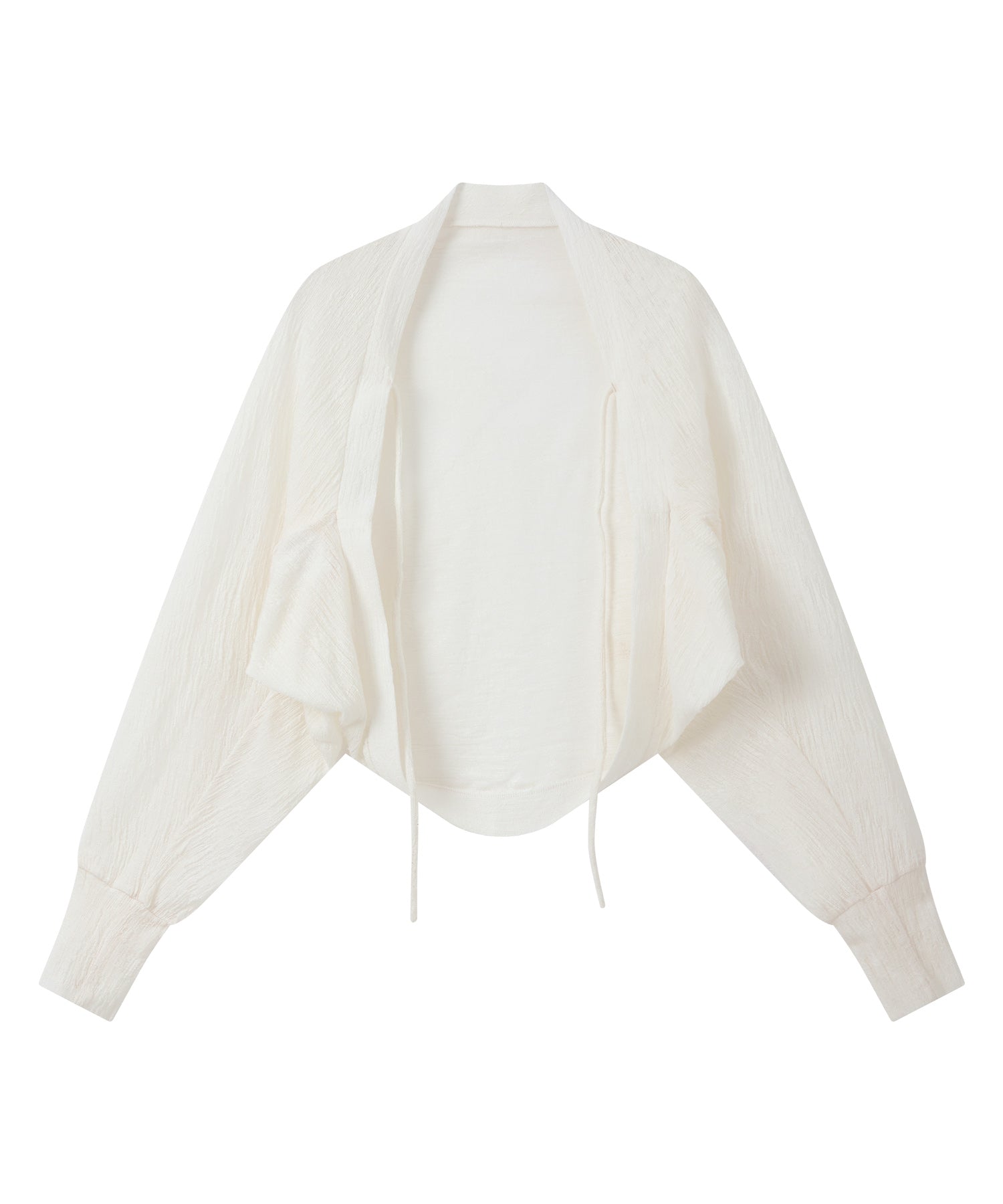 "Shipping from late February to early March" Textured Sheer Bolero Cardigan