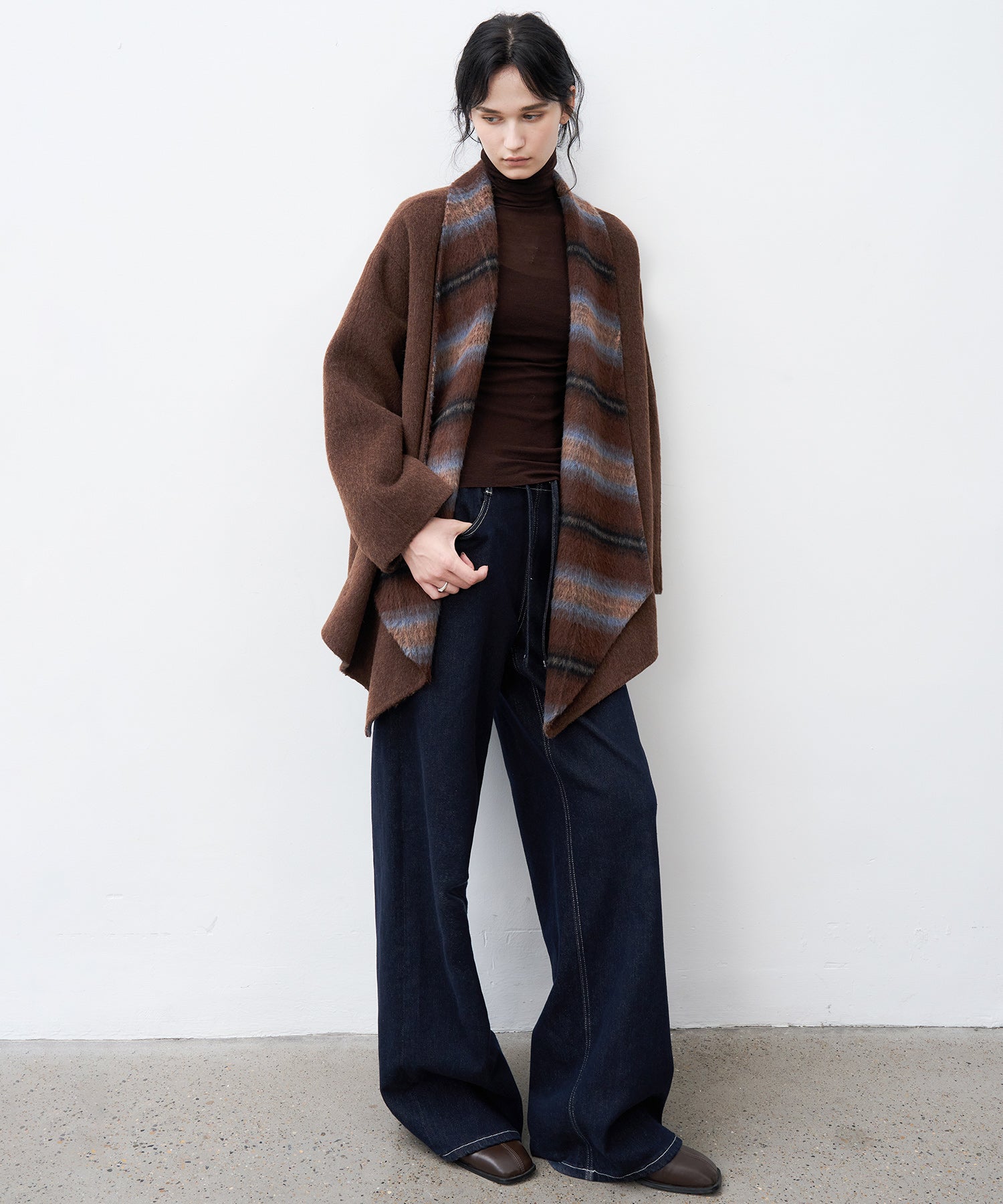 Drawstring Straight Washed Denim Pants