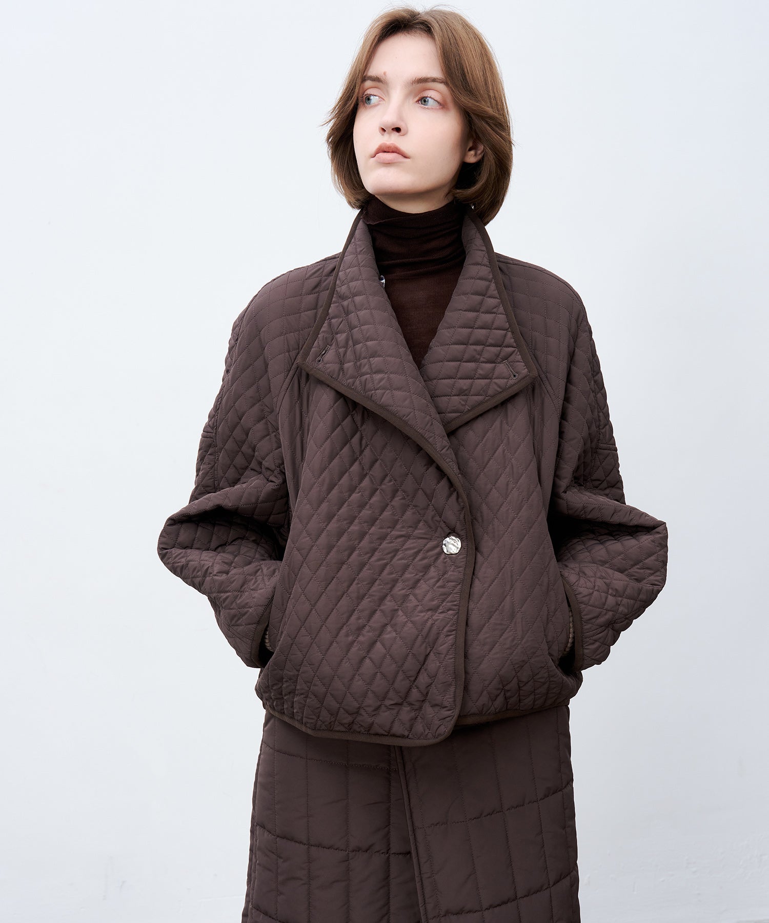 Asym Collar Quilted Padded Jacket