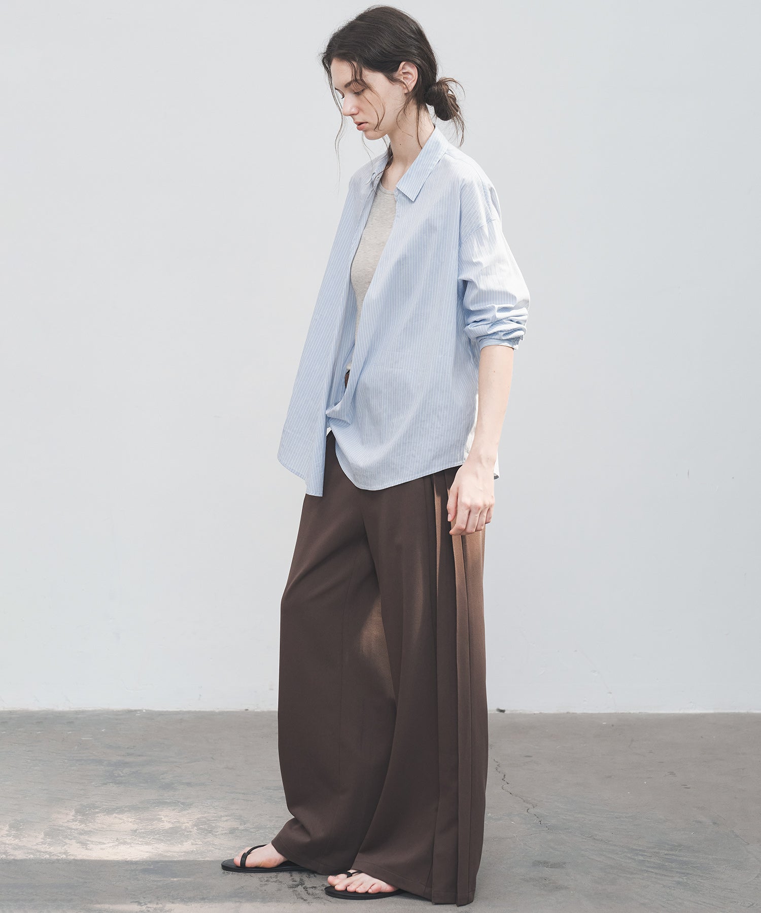 Accordion Pleat Wide-Leg Trousers
