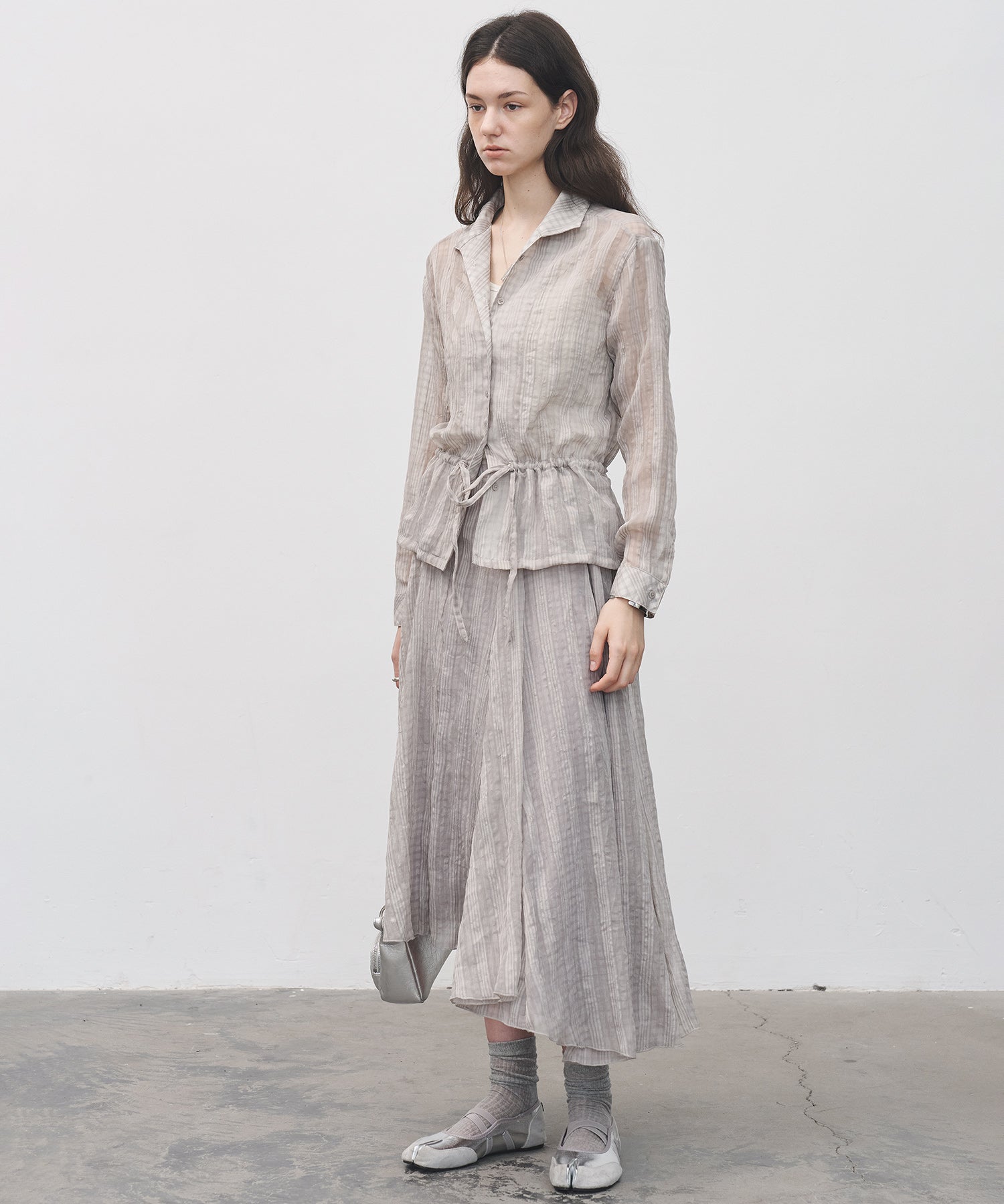 Drawstring Crinkled Check Shirt Jacket – Oversized Fit