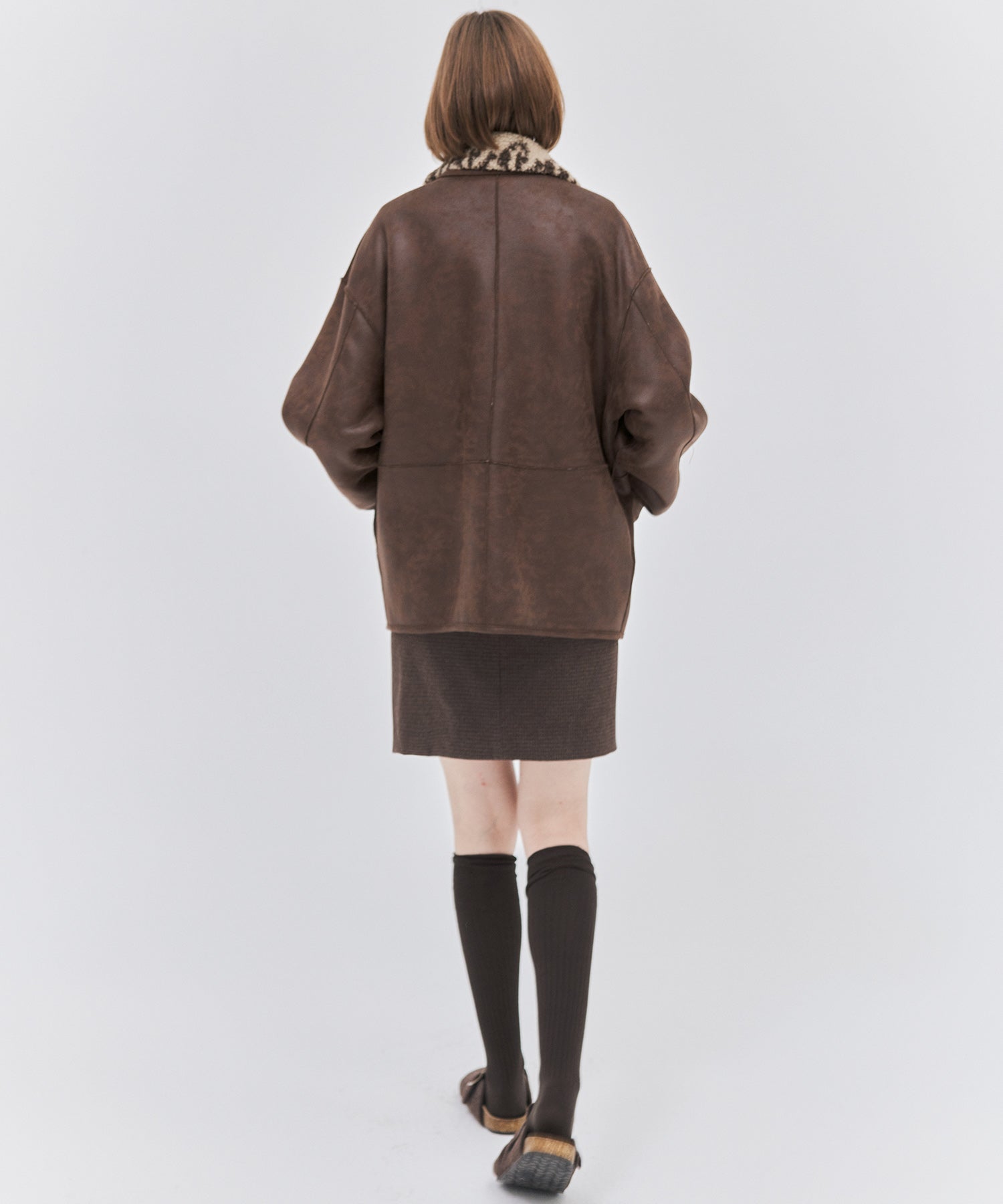 Fair Isle Faux Shearling Jacket with Gloves