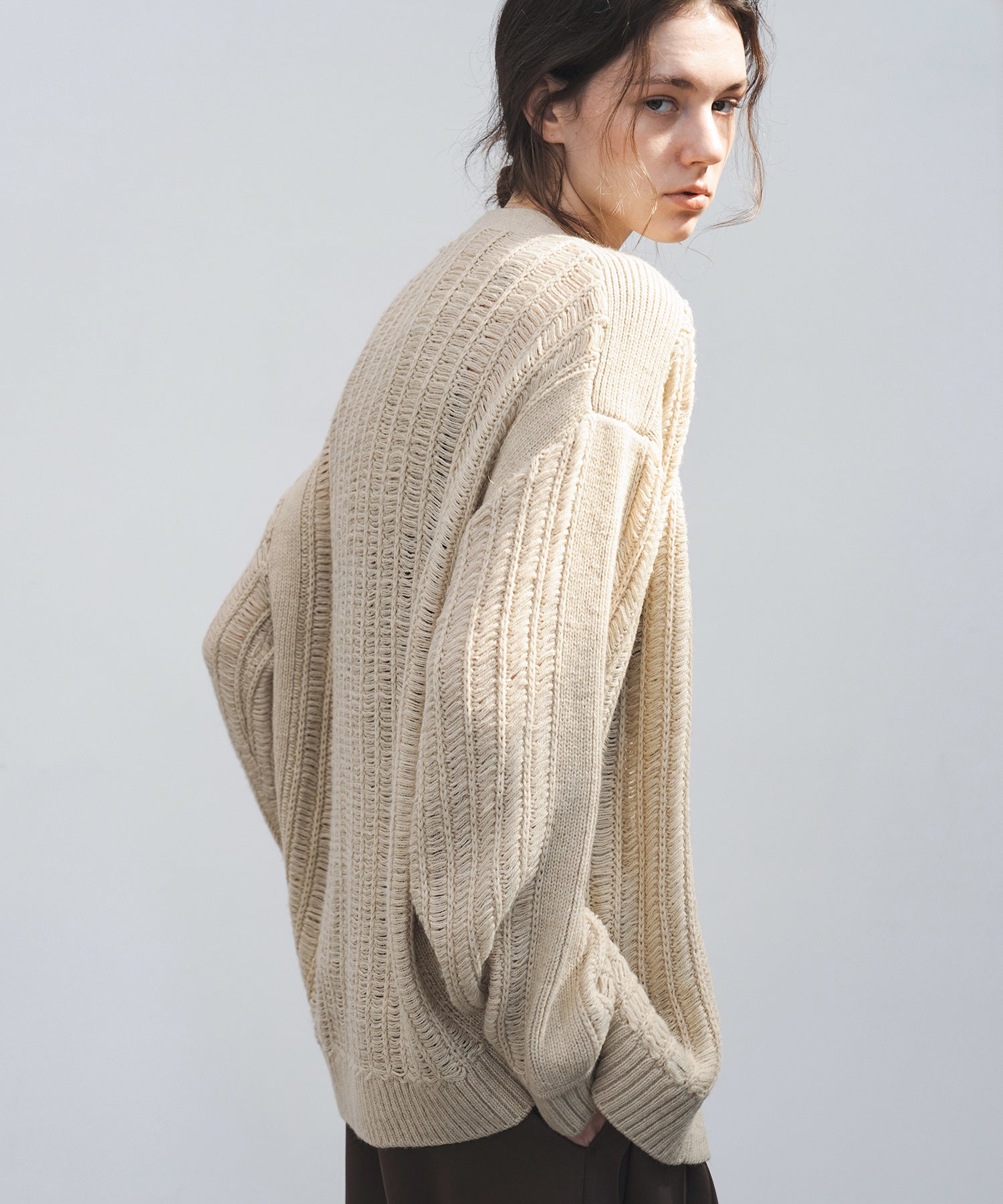 3D Textured Knit Loose Fit Cardigan