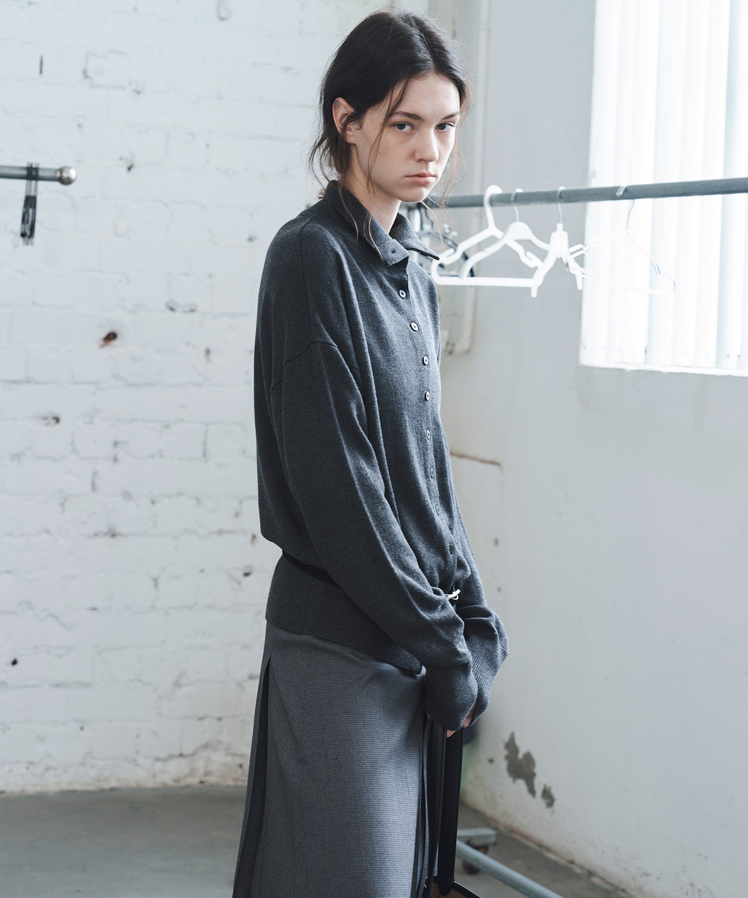 High Neck Lightweight Knit Cardigan Sweater
