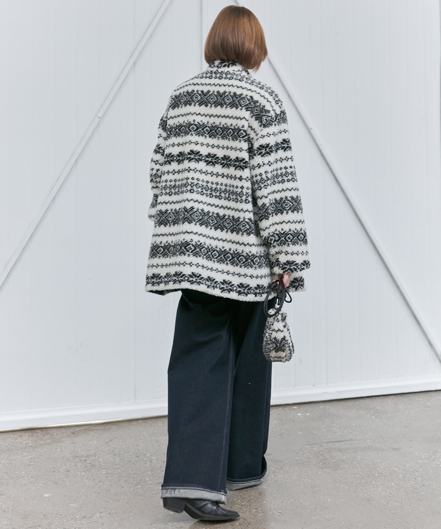 Fair Isle Relaxed Fit Fleece Jacket