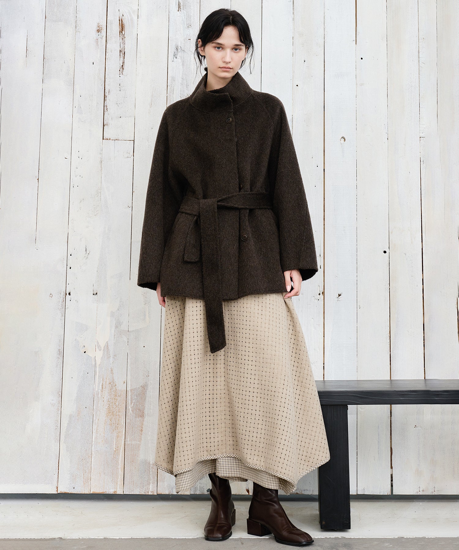 Wool Stand Collar Short Coat