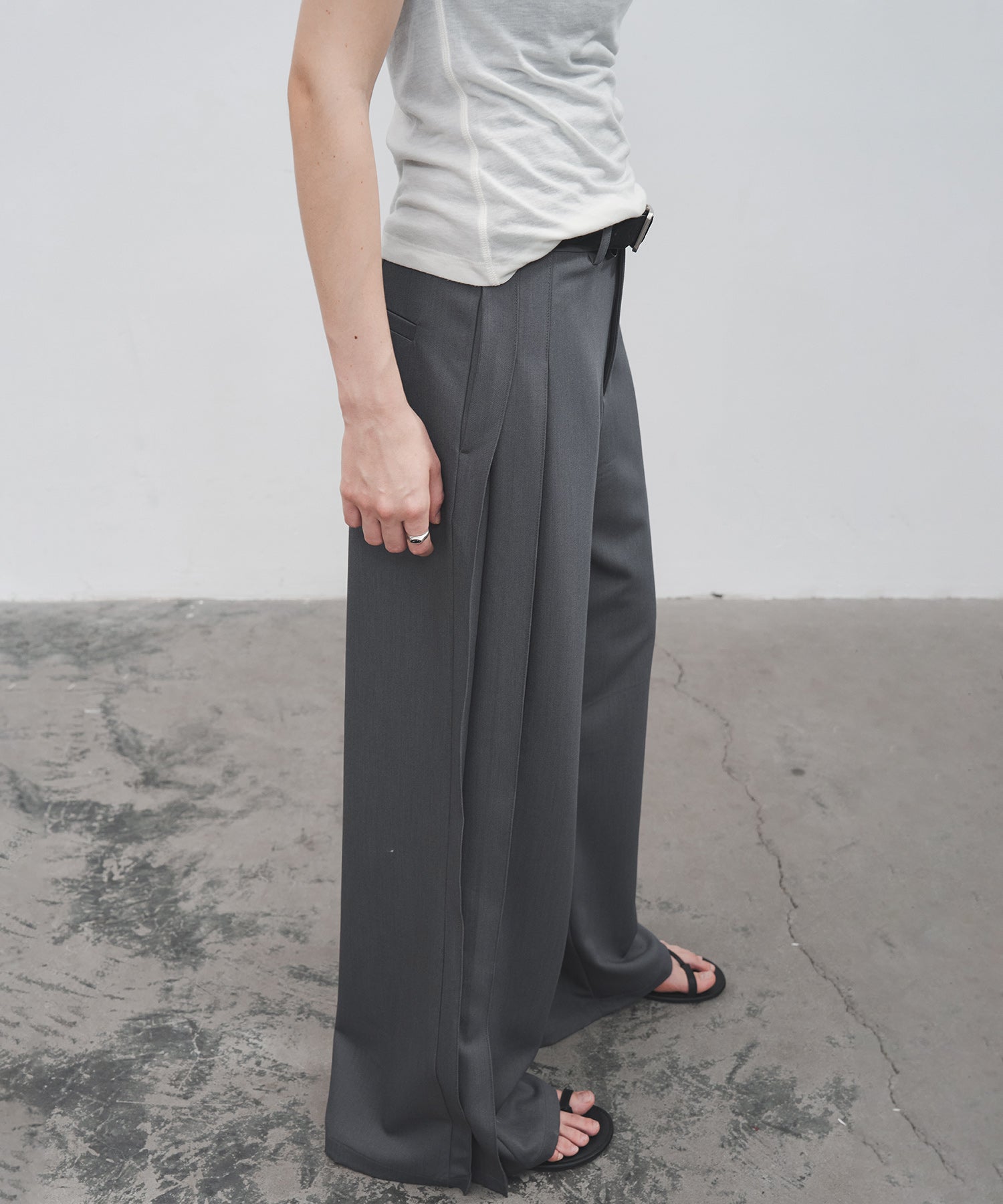 Accordion Pleat Wide-Leg Trousers