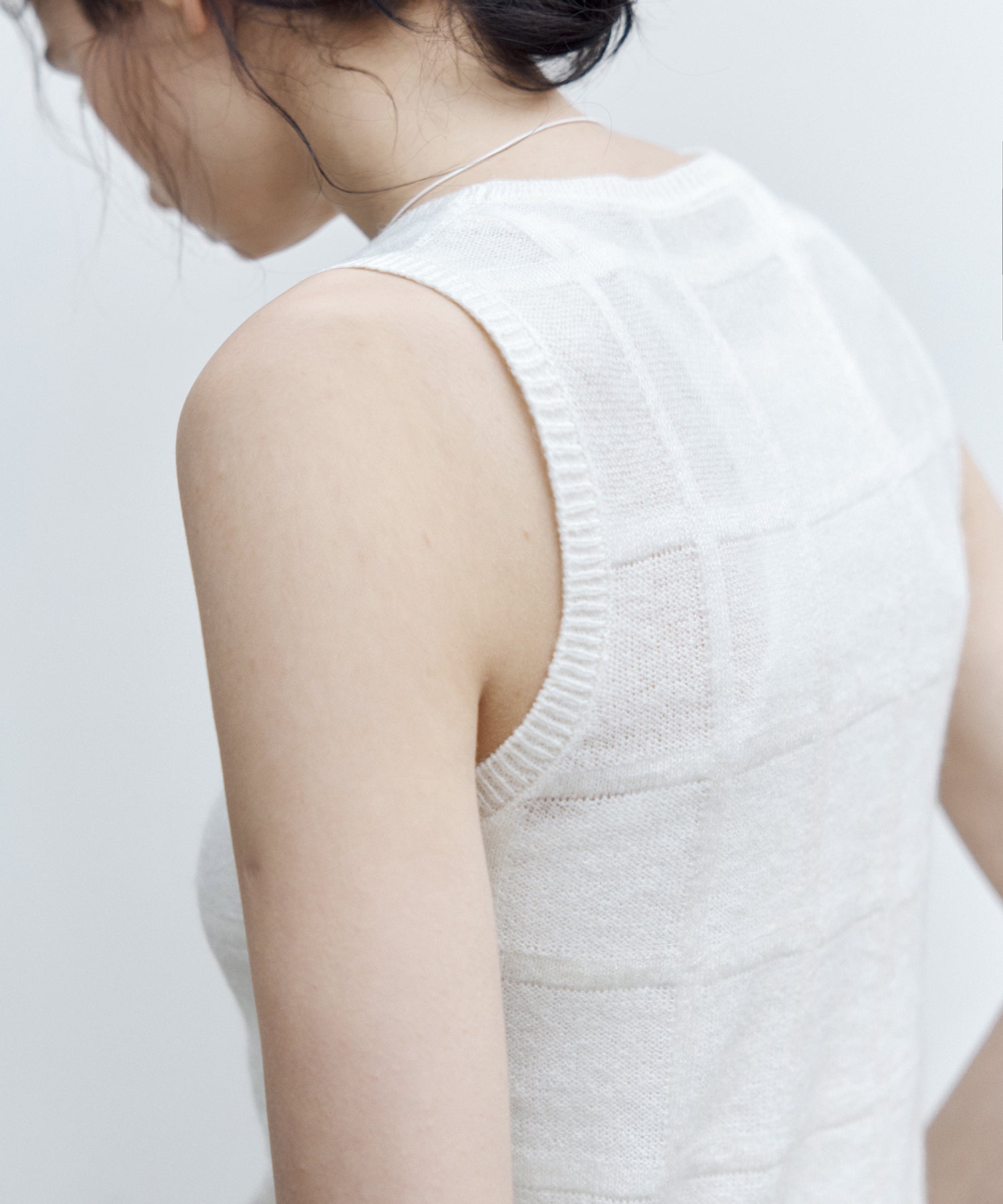 Sheer Check Knit Sleeveless Top