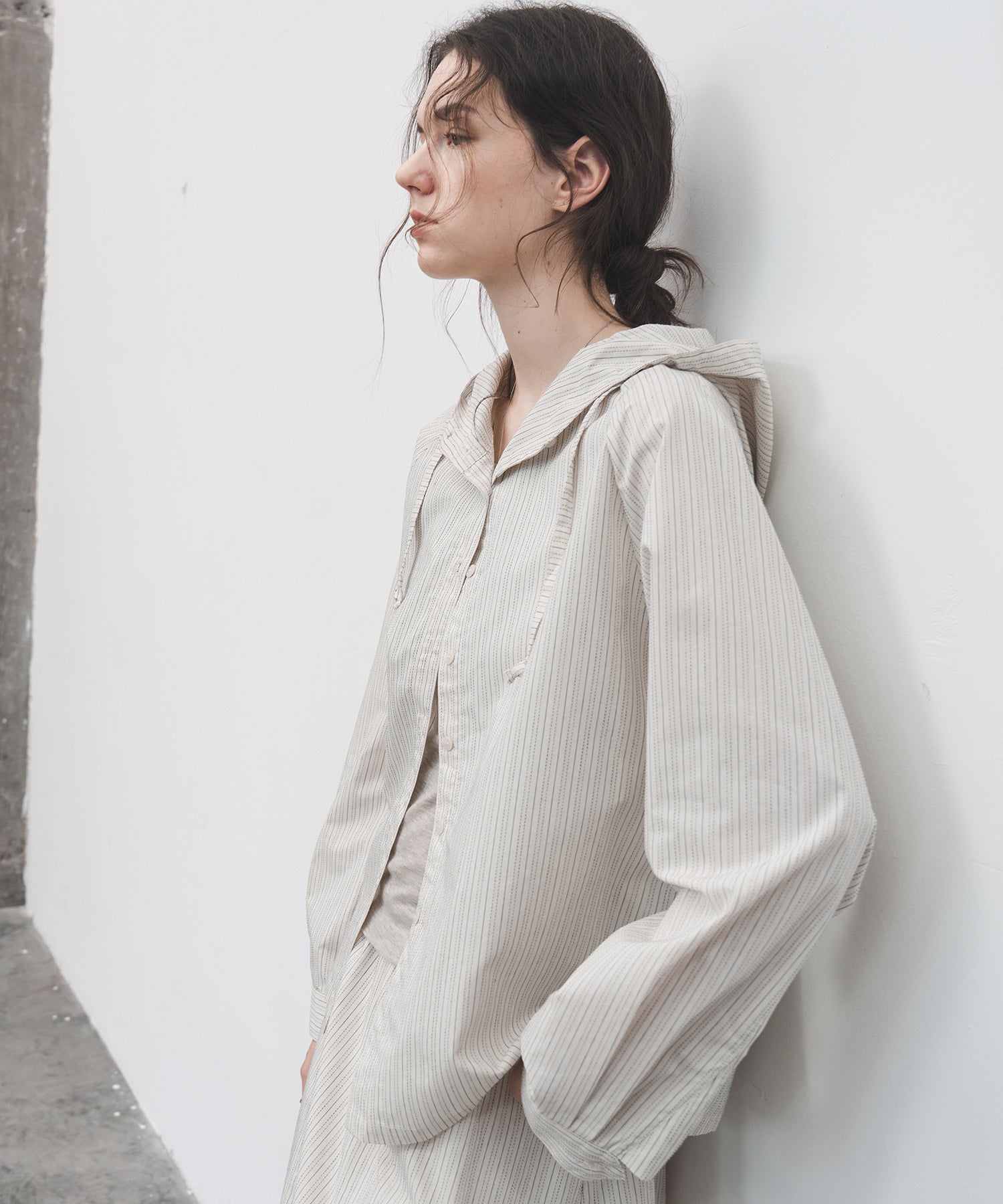 Striped Hooded Shirt Jacket – Drawstring & Relaxed Fit