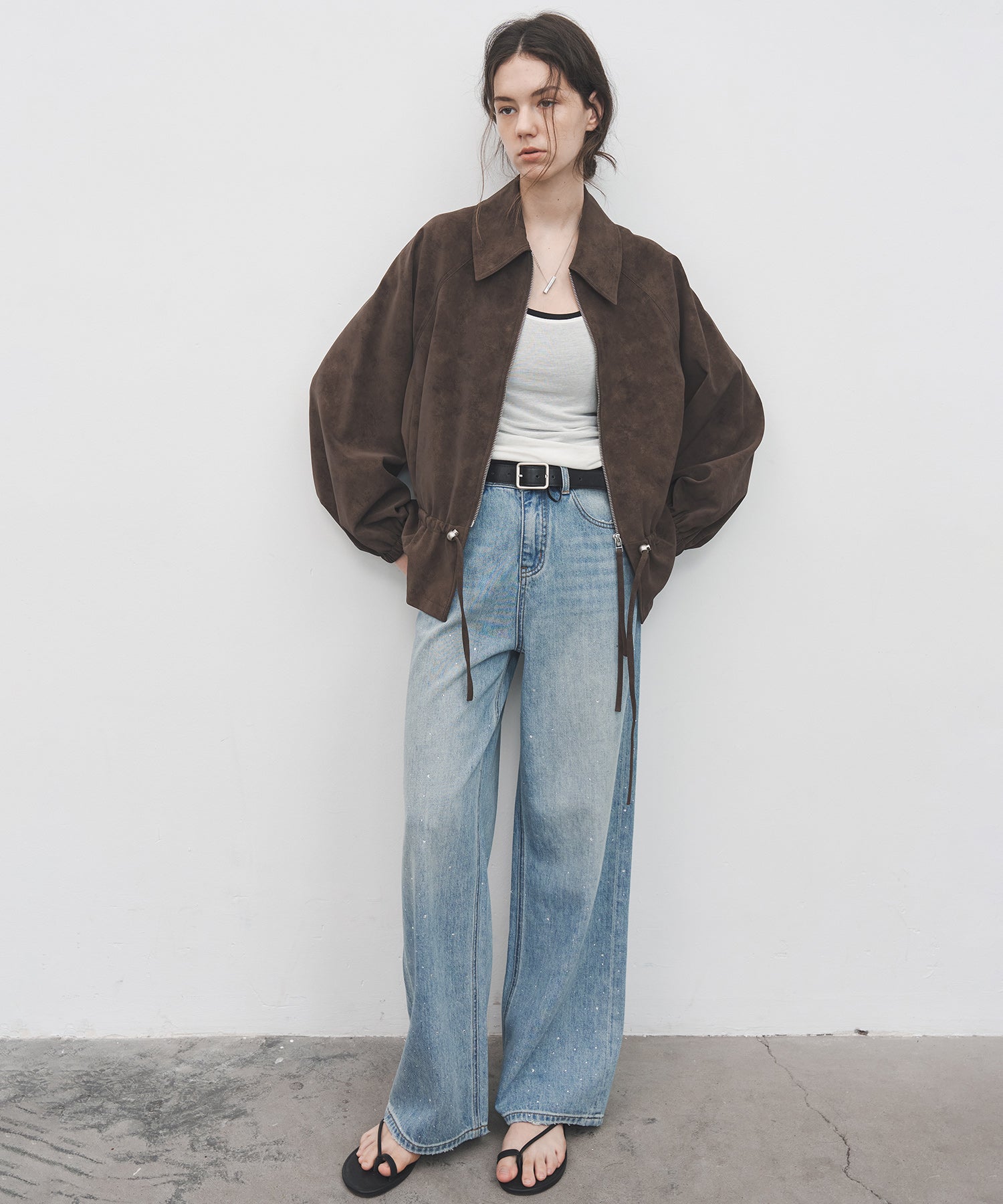 Gradient Rhinestone Wide-Leg Jeans