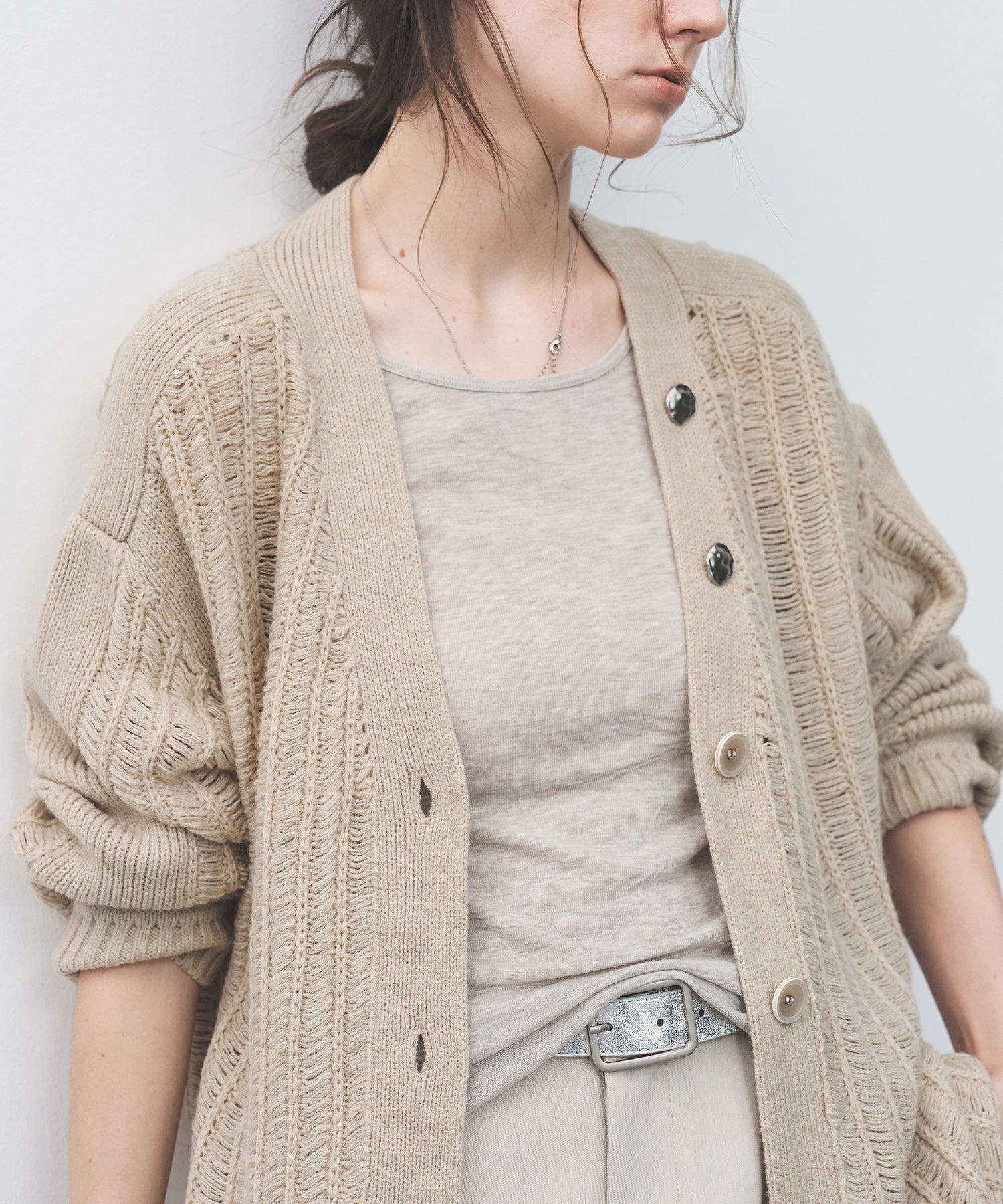 3D Textured Knit Loose Fit Cardigan