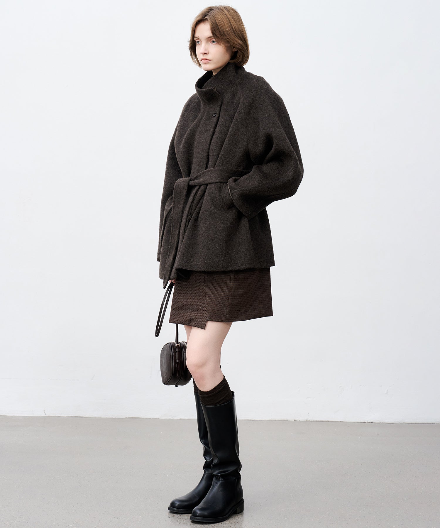 Wool Stand Collar Short Coat