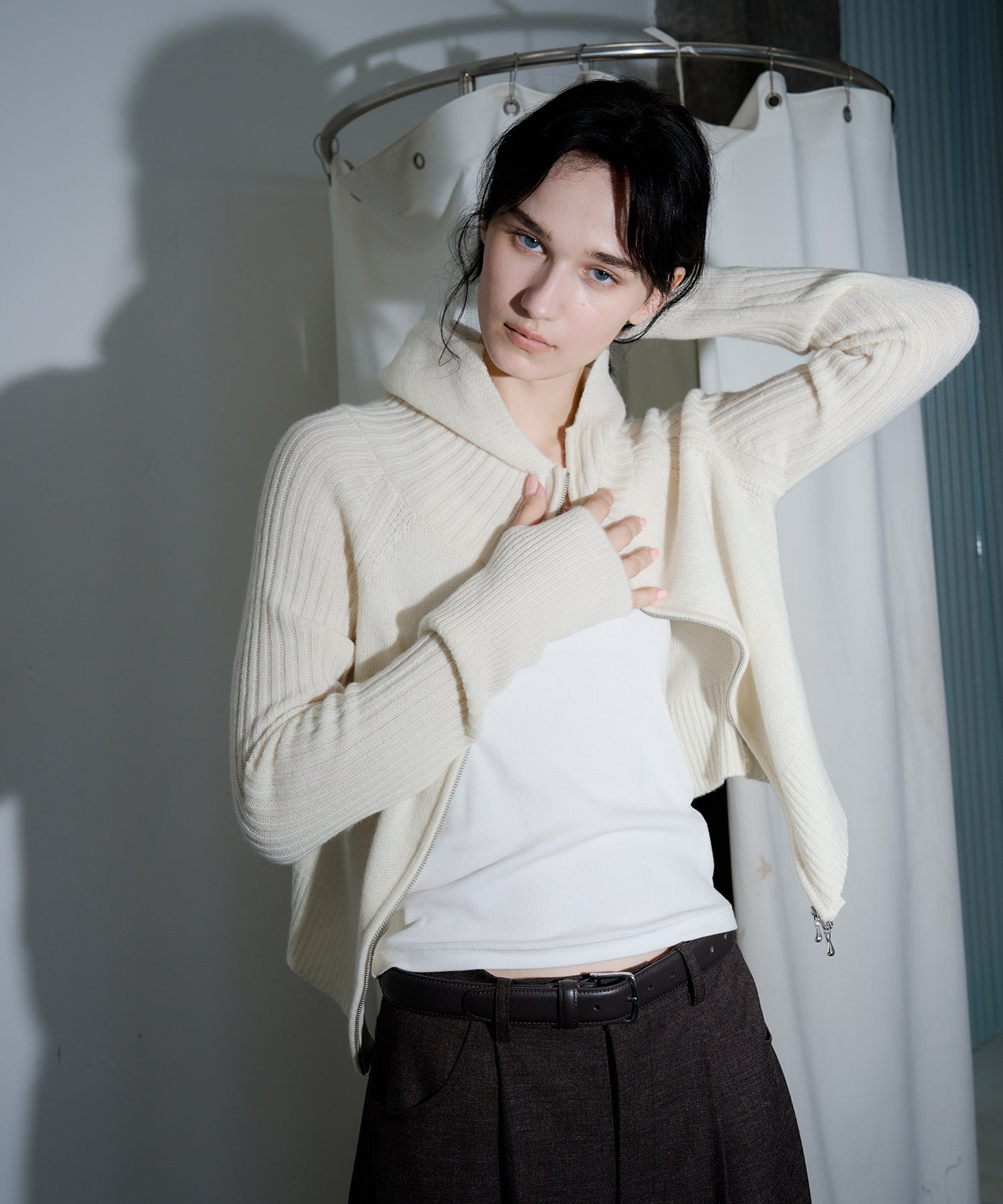 100% Wool Open Front Hooded Knit Cardigan