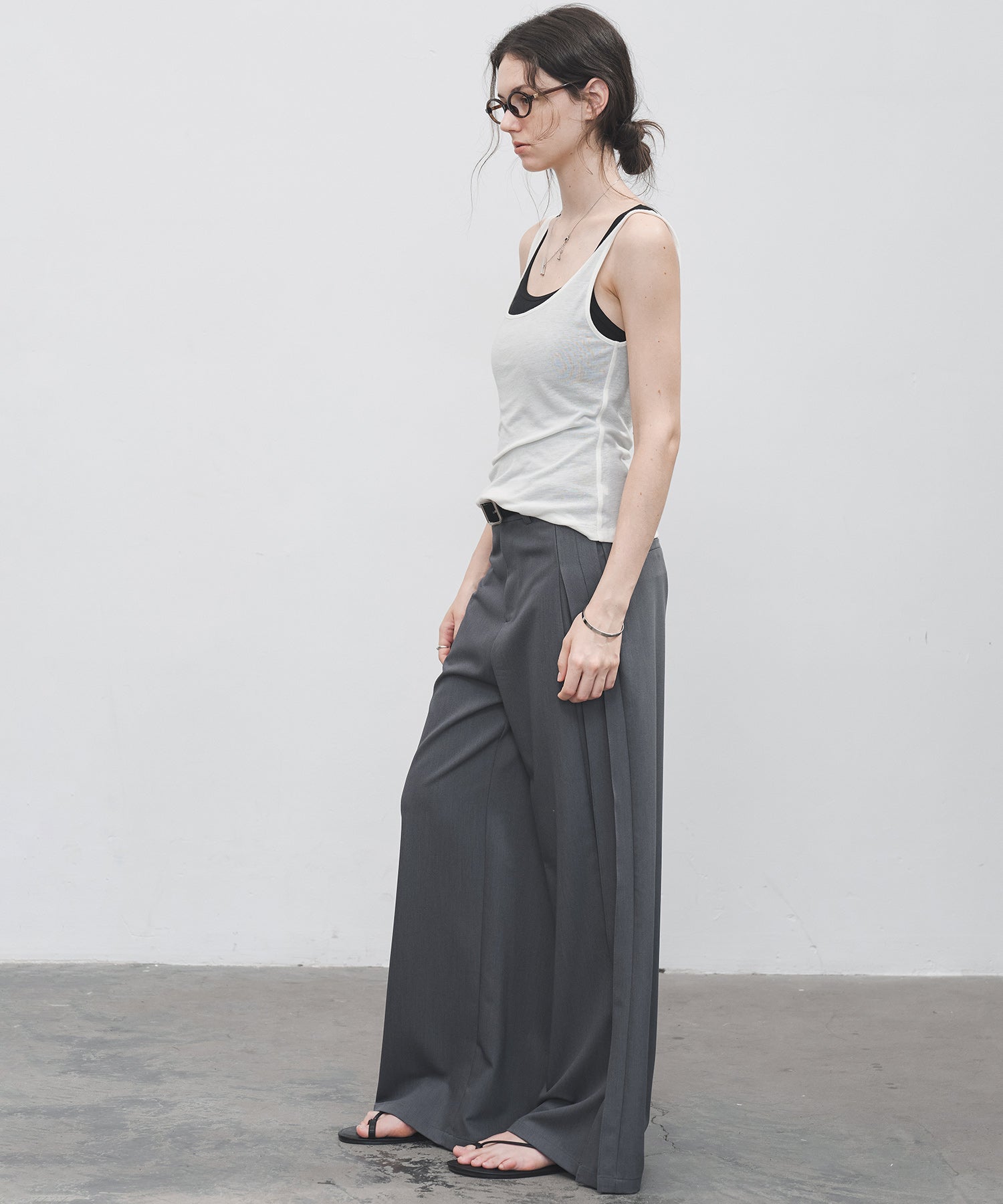 Accordion Pleat Wide-Leg Trousers