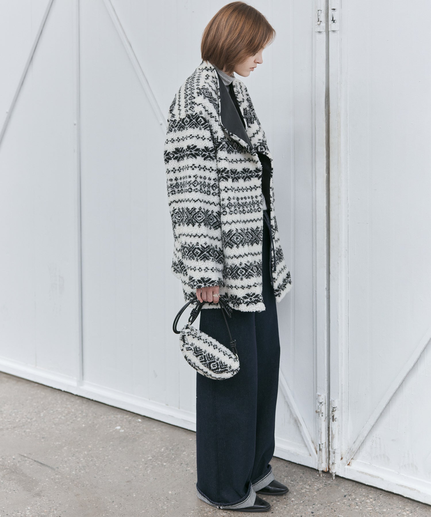 Fair Isle Relaxed Fit Fleece Jacket