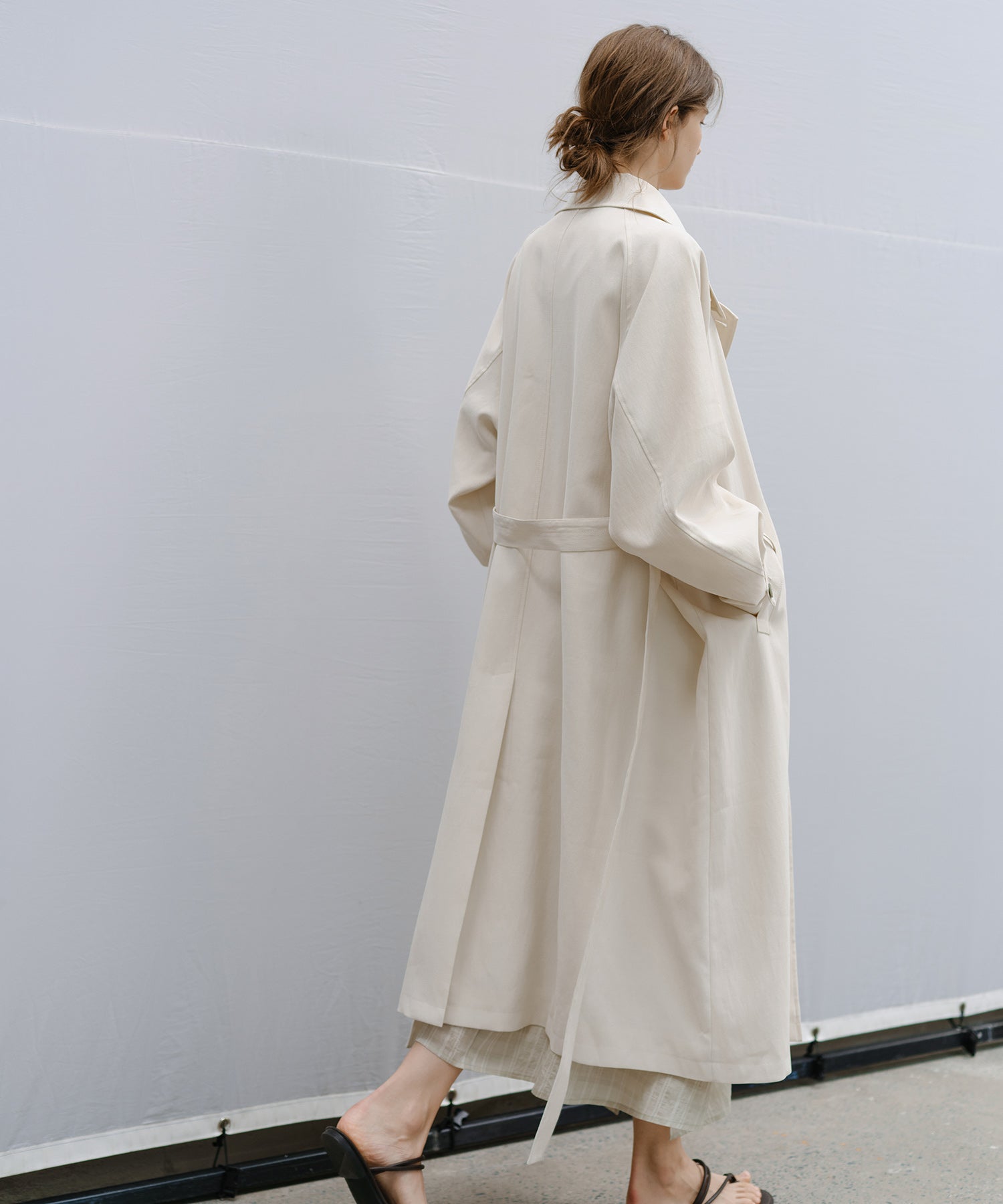 Stand Collar Belted Long Trench Coat
