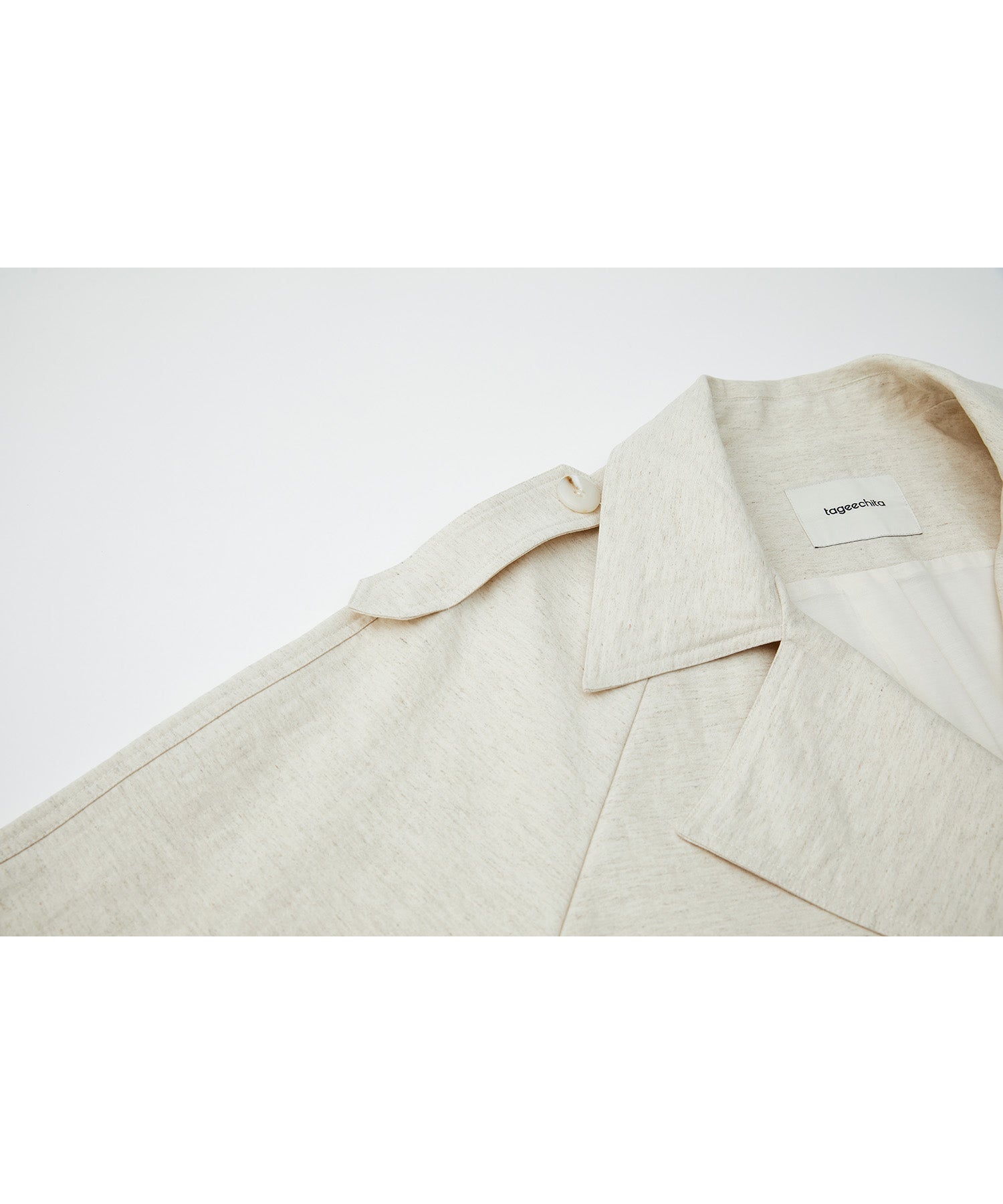 Linen Blend Double-Breasted Long Trench Coat with Epaulettes and Belt