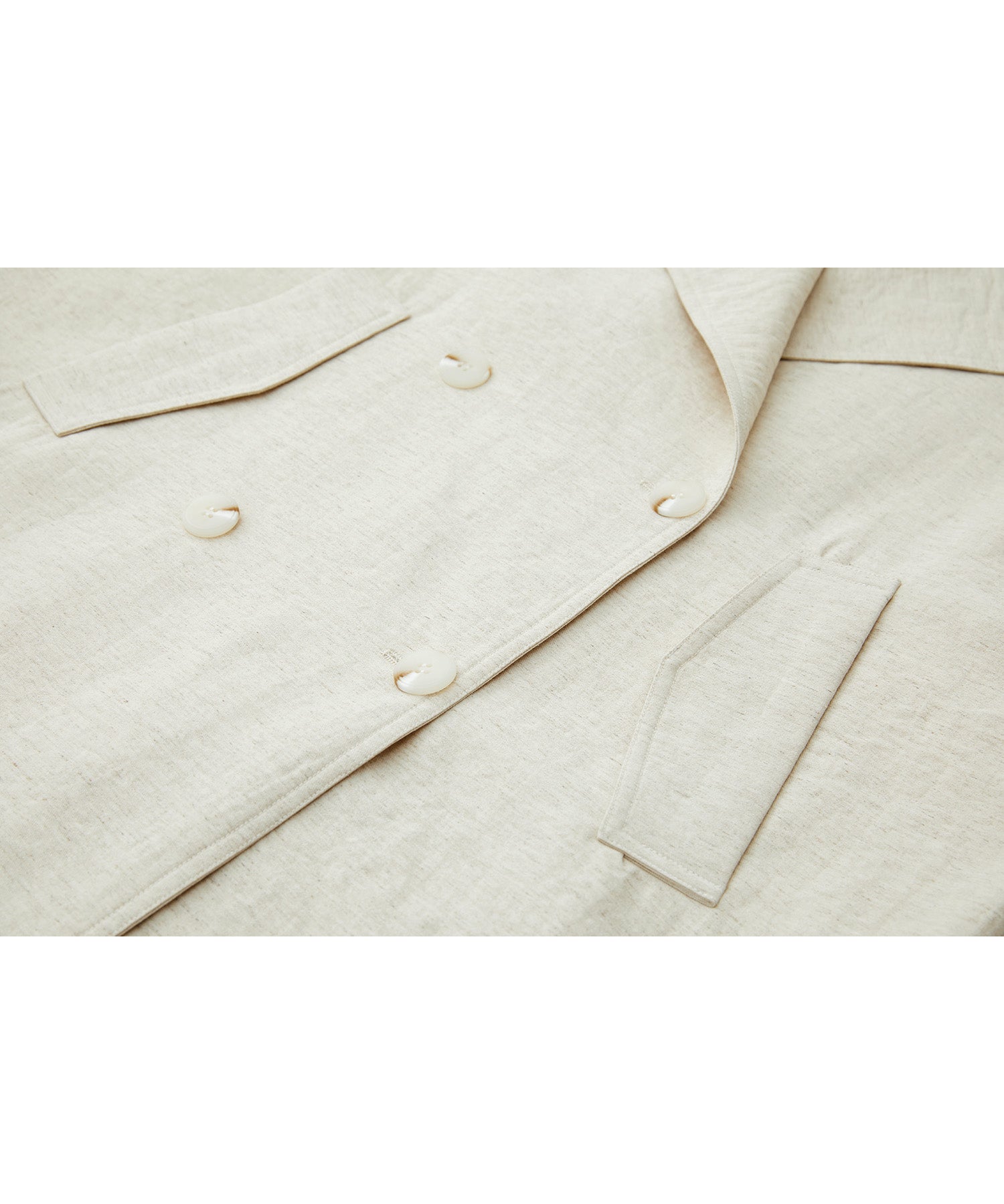 Linen Blend Double-Breasted Long Trench Coat with Epaulettes and Belt