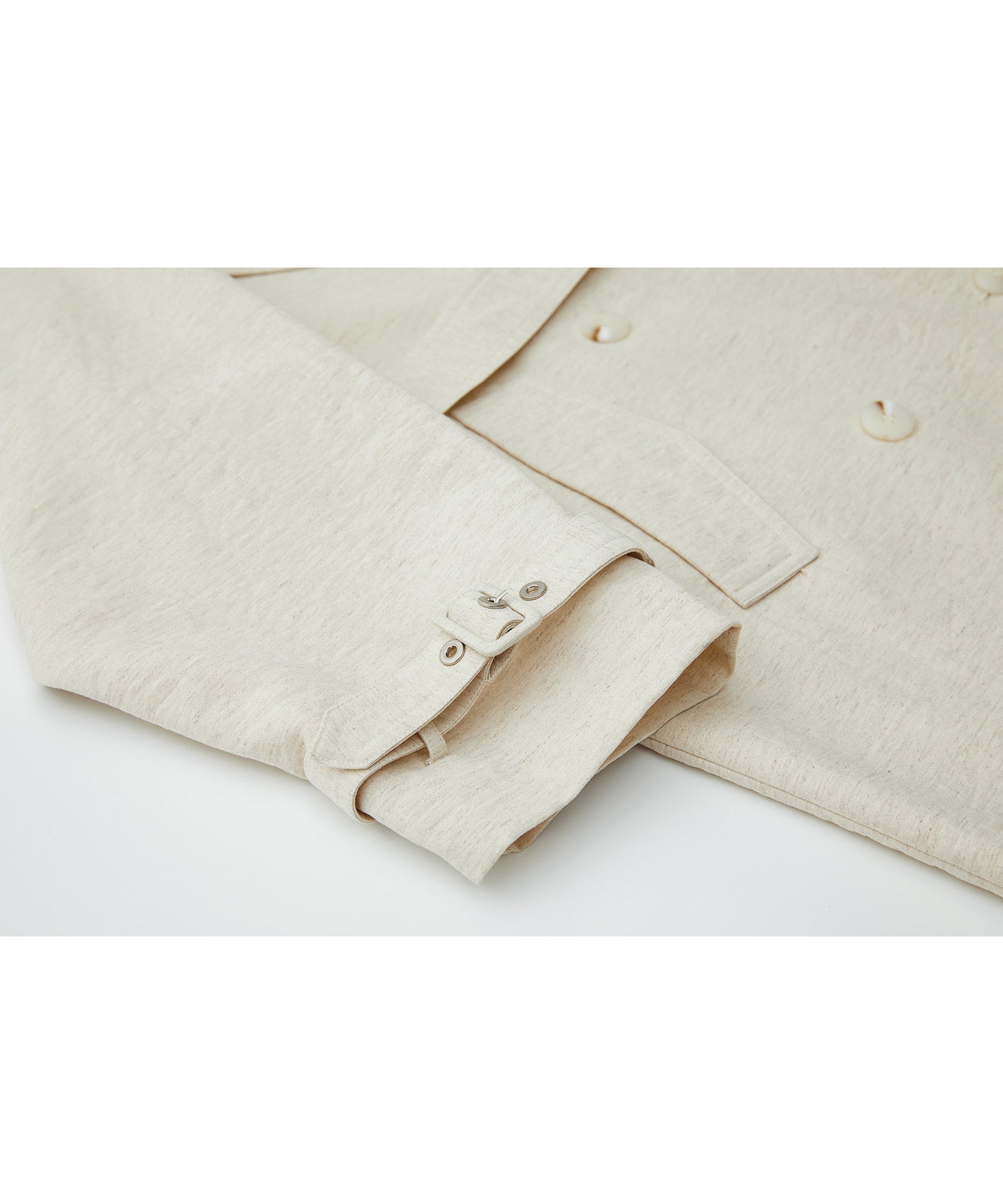 Linen Blend Double-Breasted Long Trench Coat with Epaulettes and Belt
