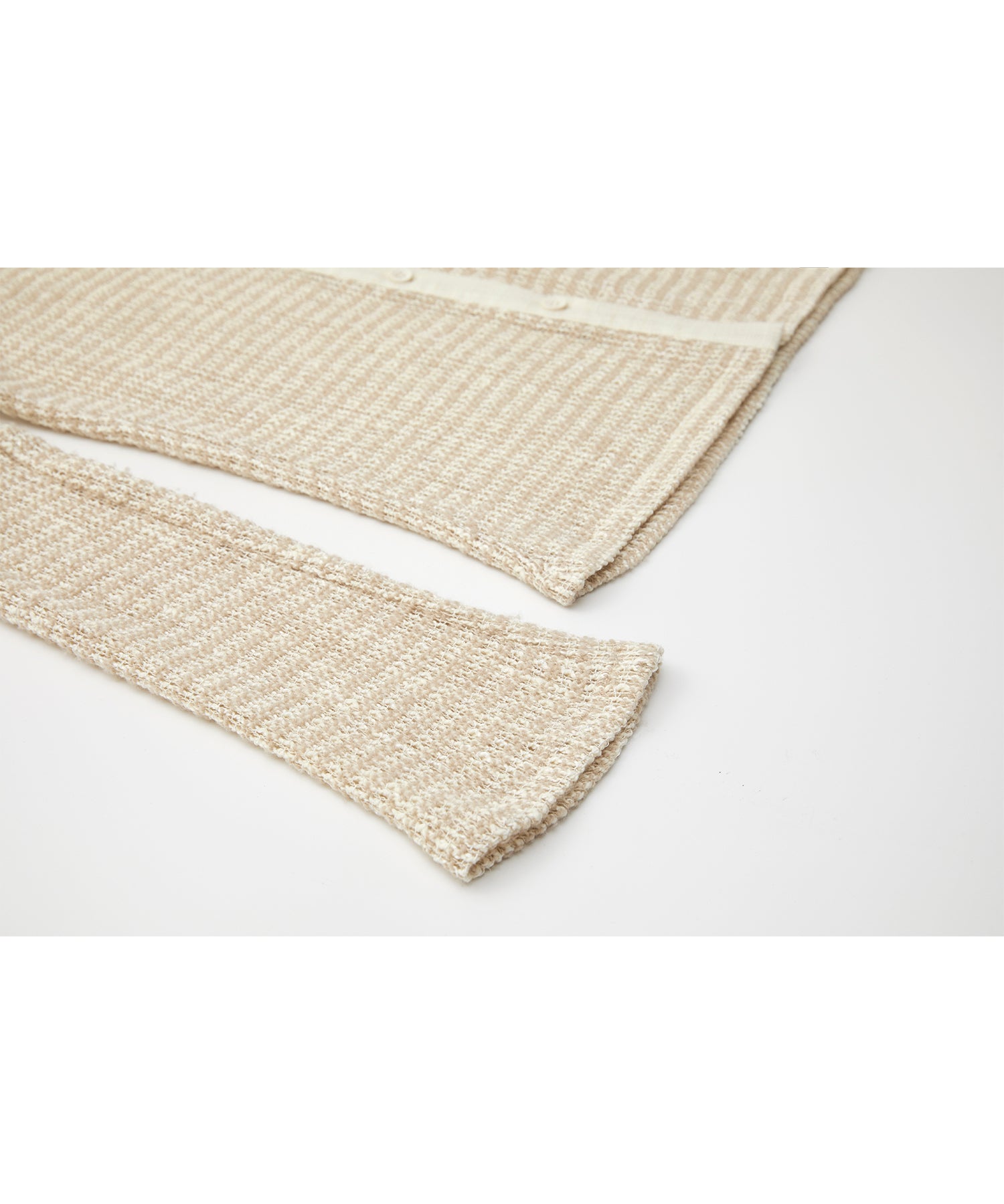 Two-Tone Openwork Knit Shirt Blouse