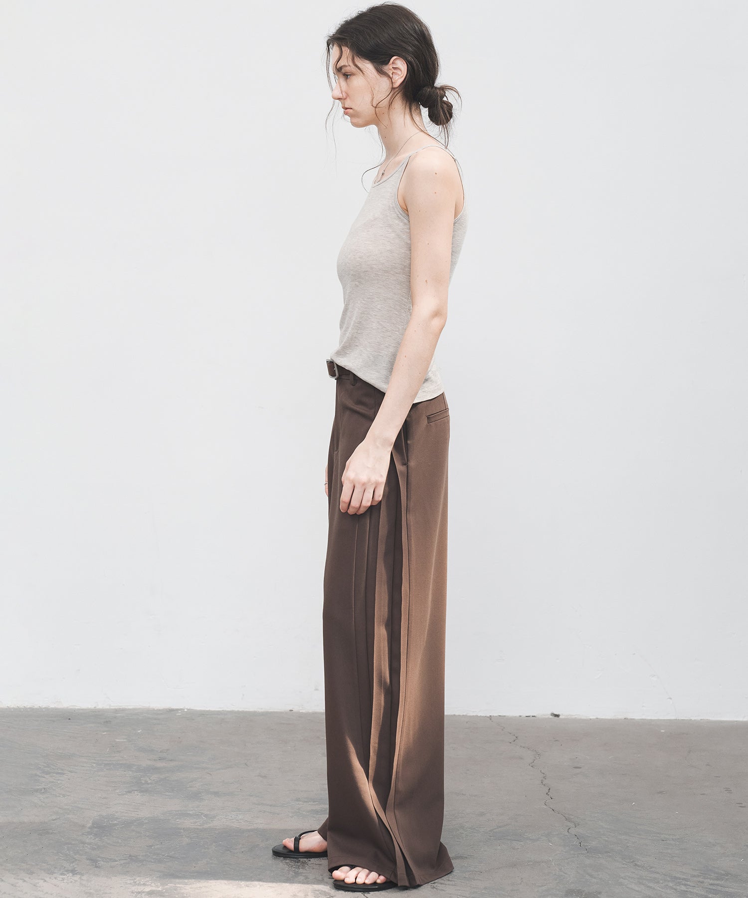 Accordion Pleat Wide-Leg Trousers