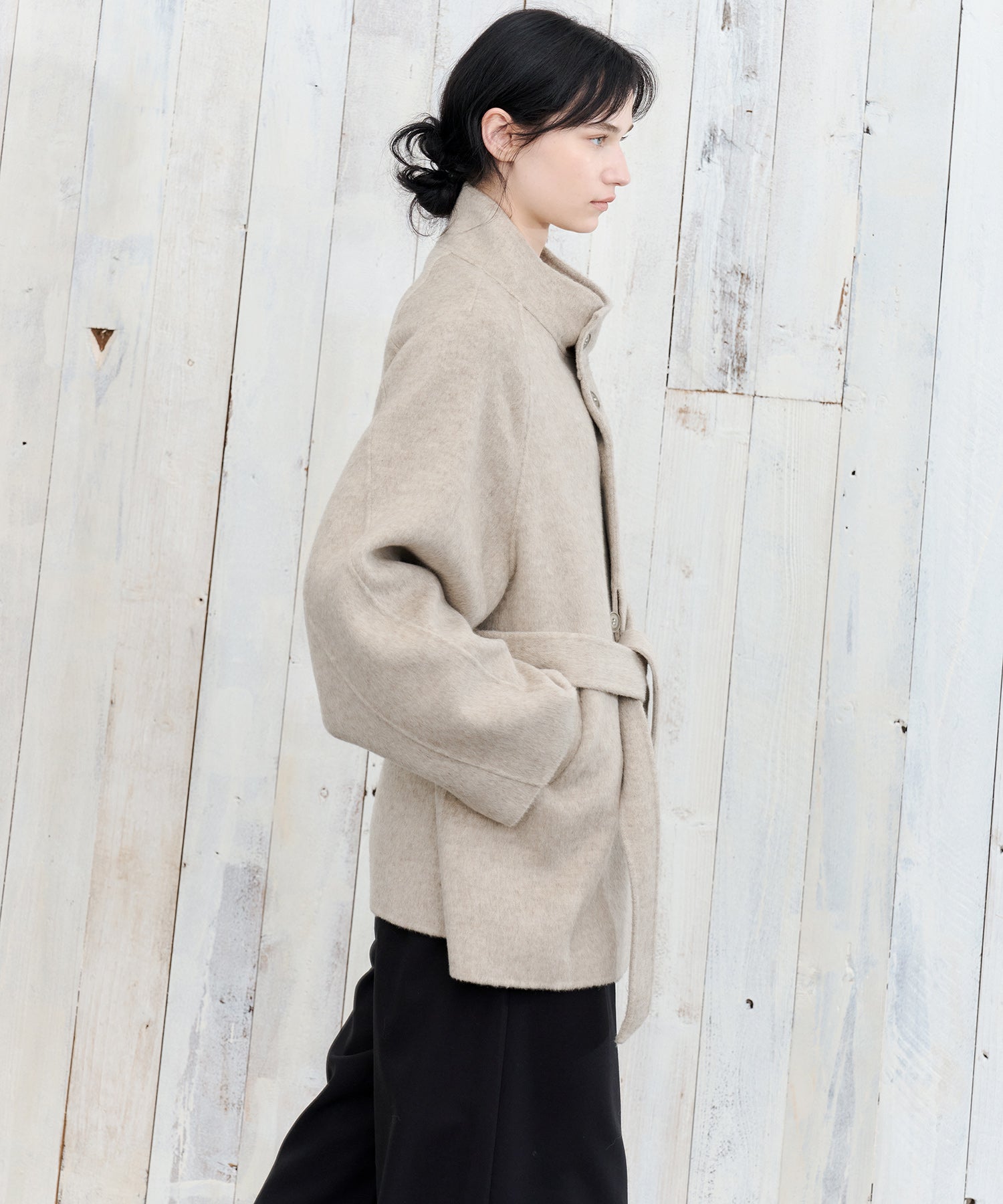 Wool Stand Collar Short Coat