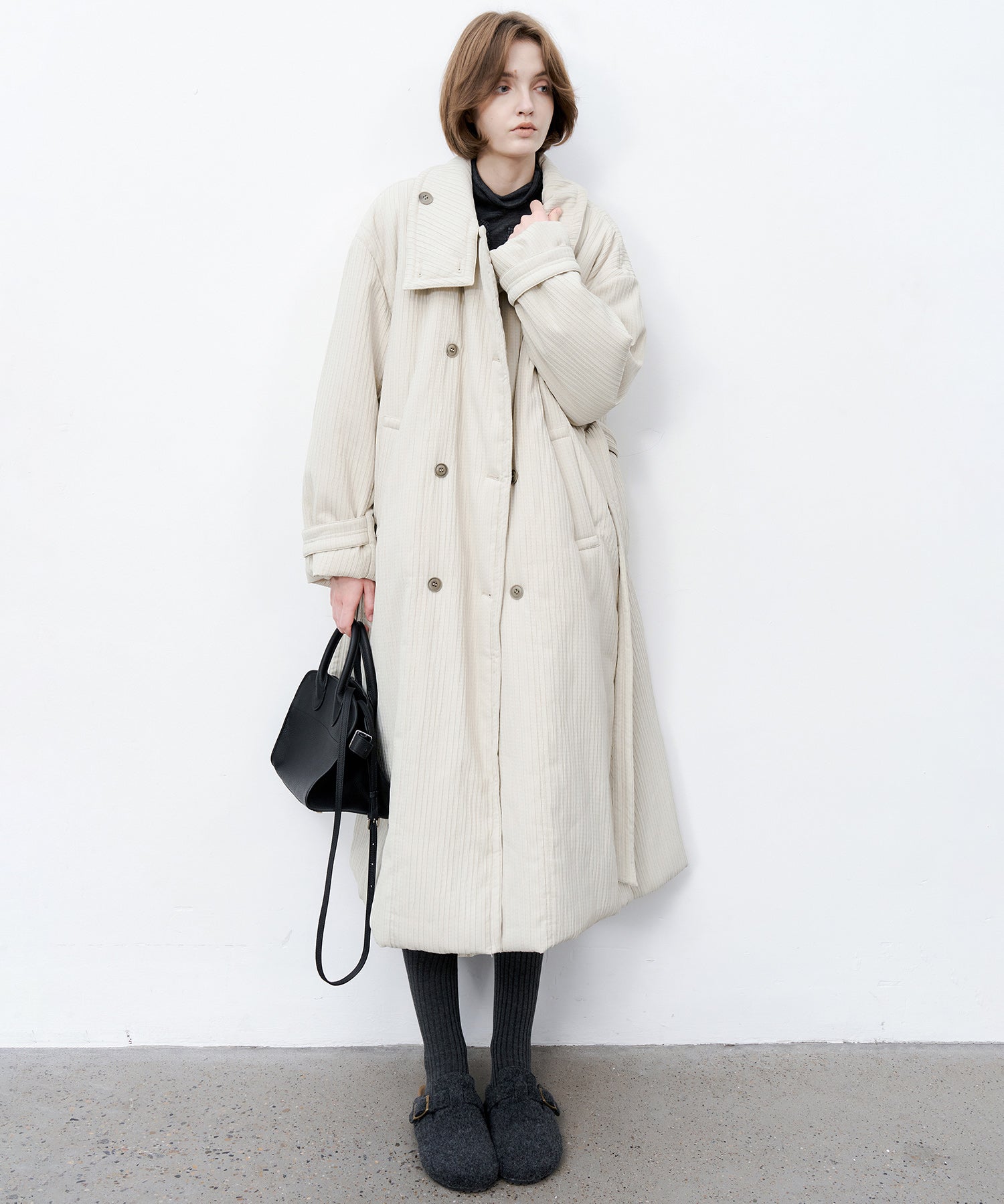Stand Collar Oversized Long Cotton Coat