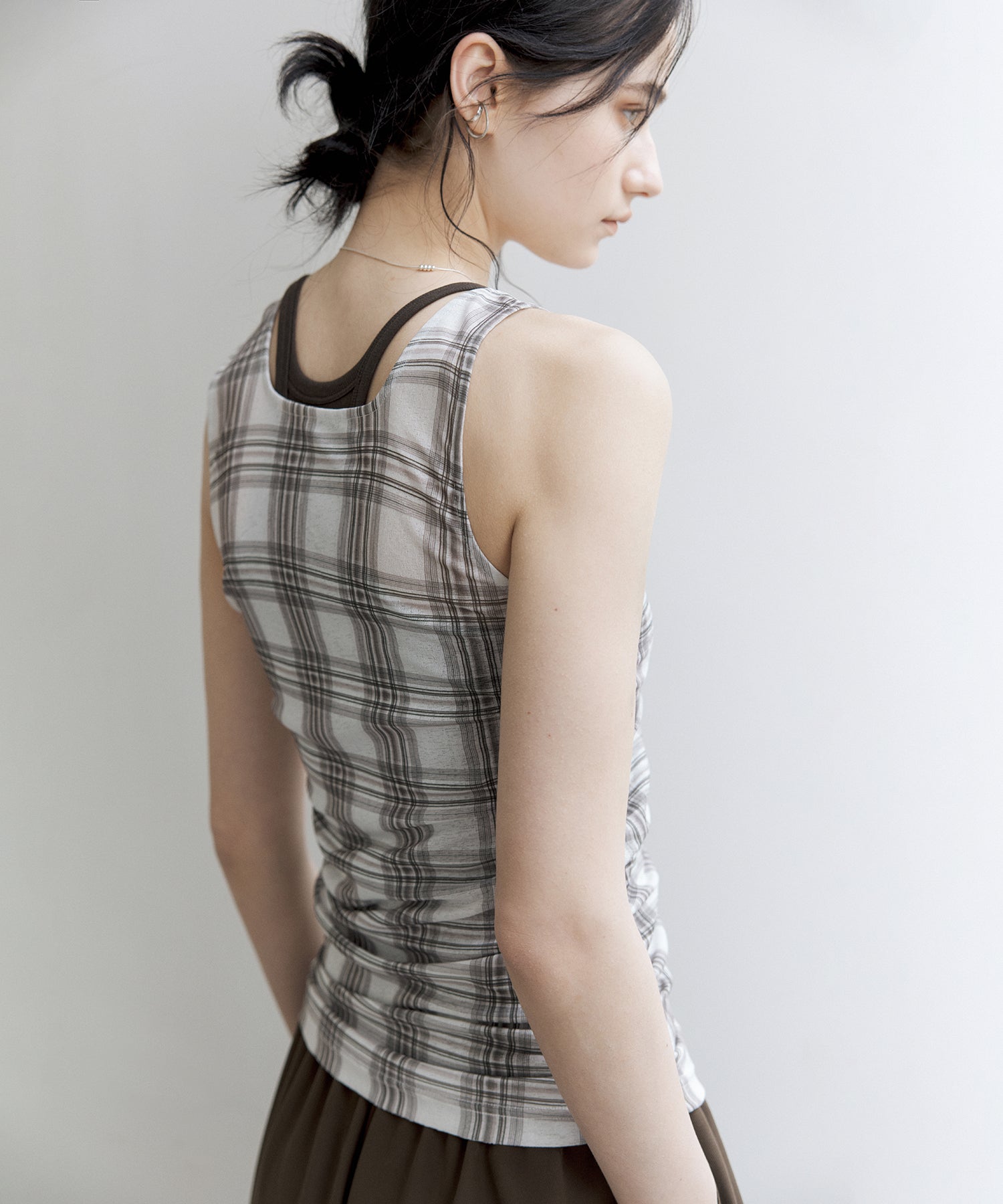 Asymmetric Gather Sheer Sleeveless Top