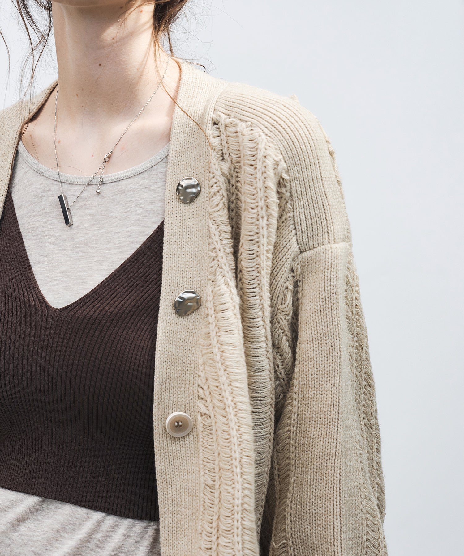 3D Textured Knit Loose Fit Cardigan
