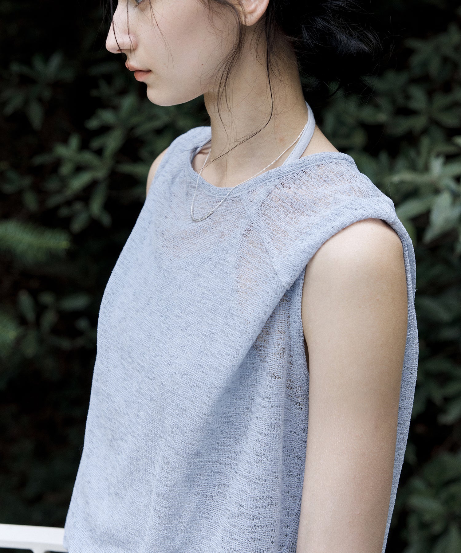 Asymmetric Neck Sheer Sleeveless tops – Relaxed Fit