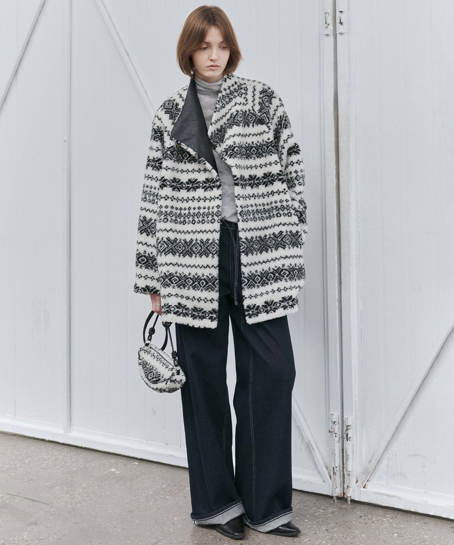 Fair Isle Relaxed Fit Fleece Jacket