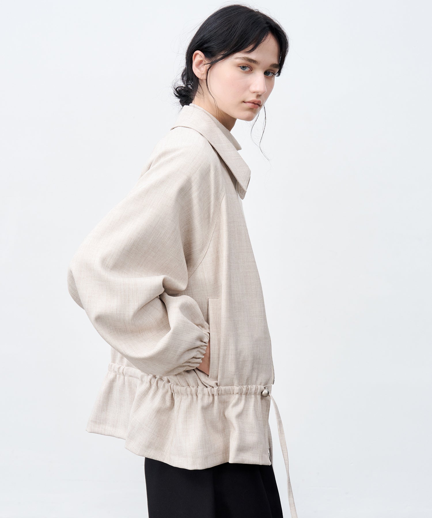Drawstring-Waist Casual Jacket
