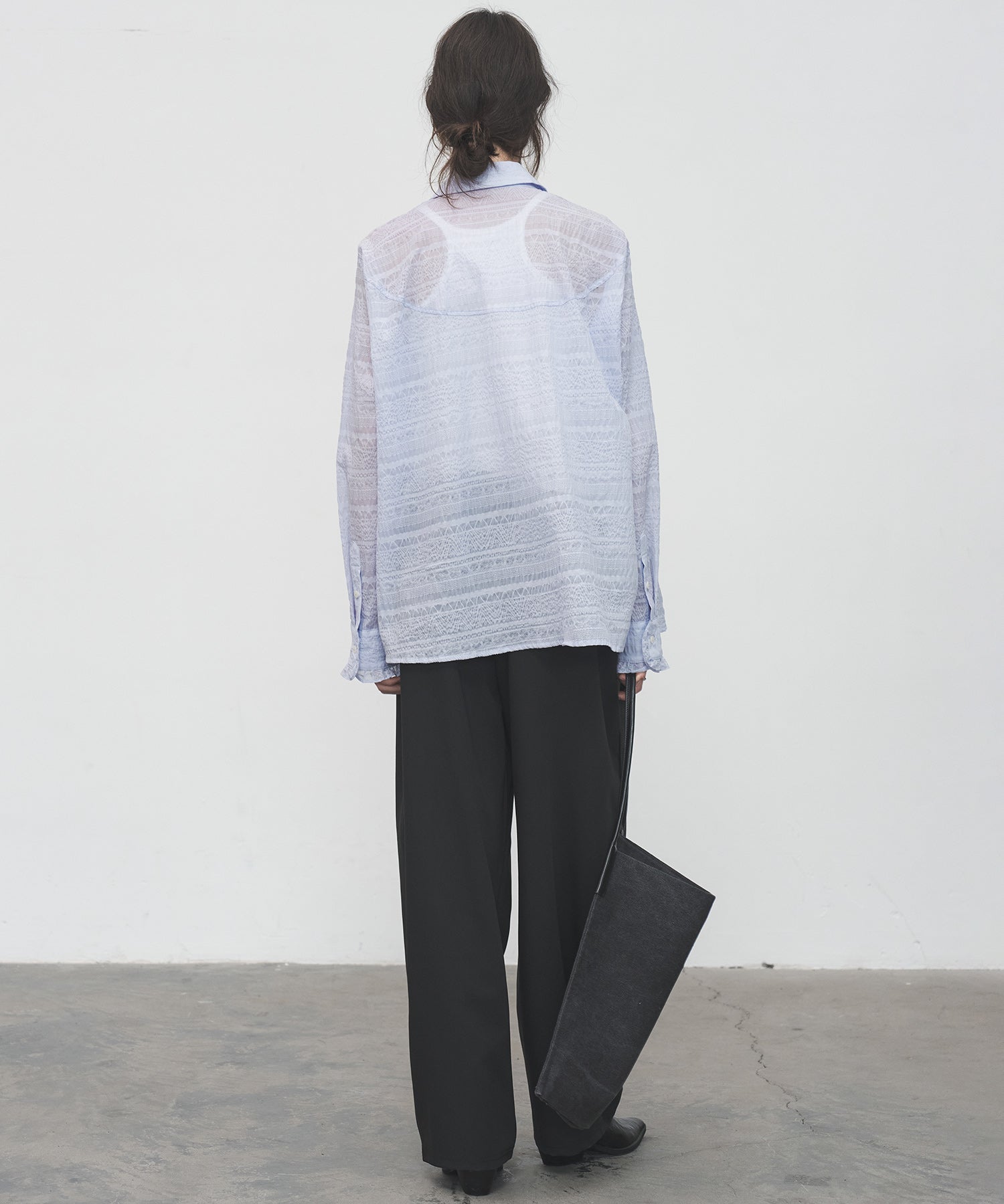 Sheer Textured Lace Collar Blouse – Design Detail Long Sleeve