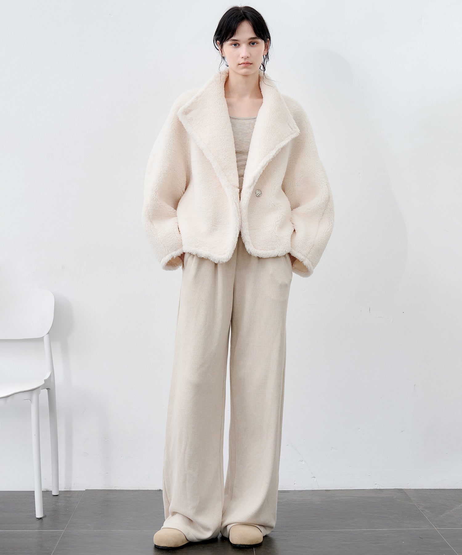 Knit Fleece Drawstring Wide Pants