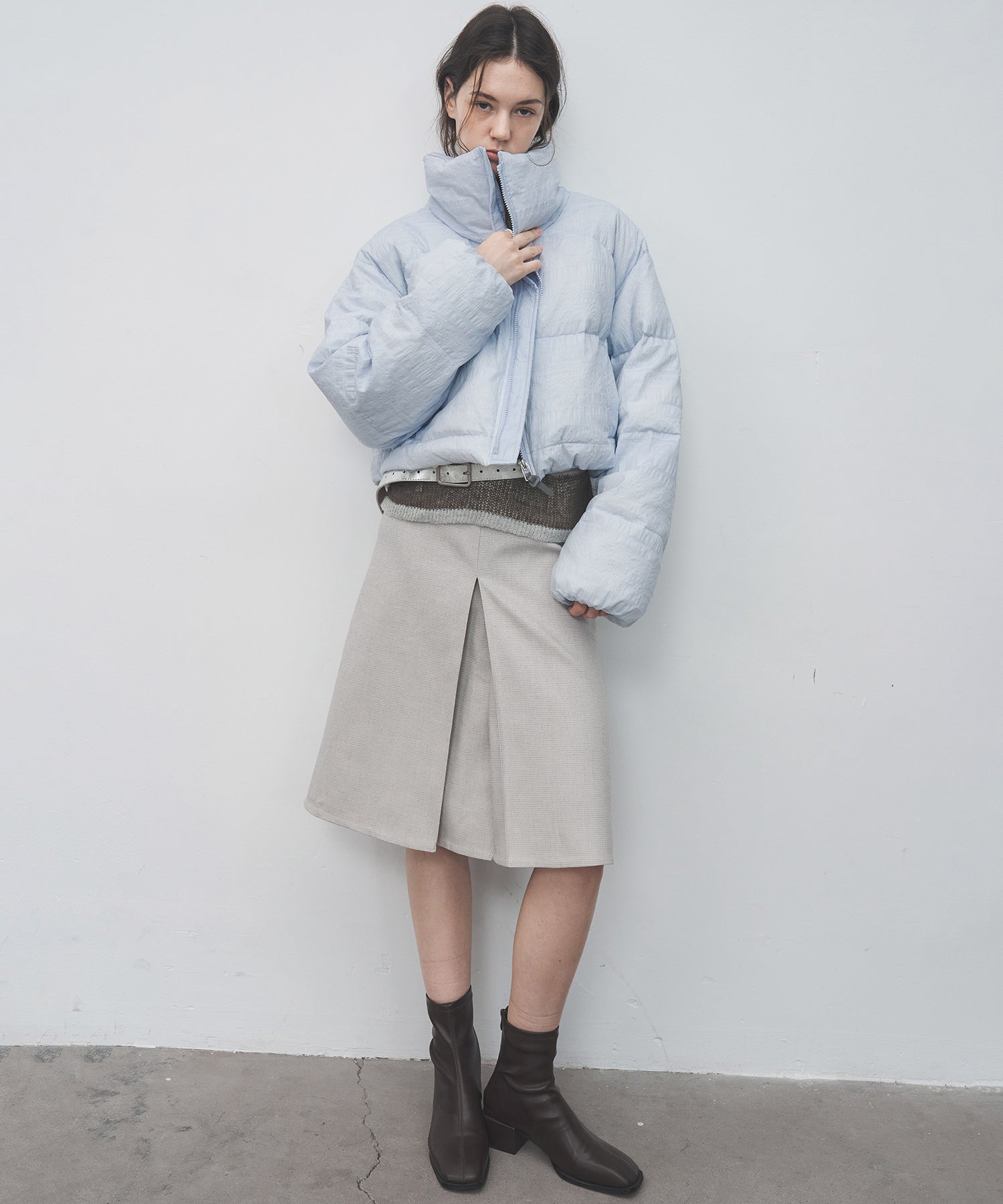 2-Way Pleated Suit Midi Skirt – High Waist A-Line Fit