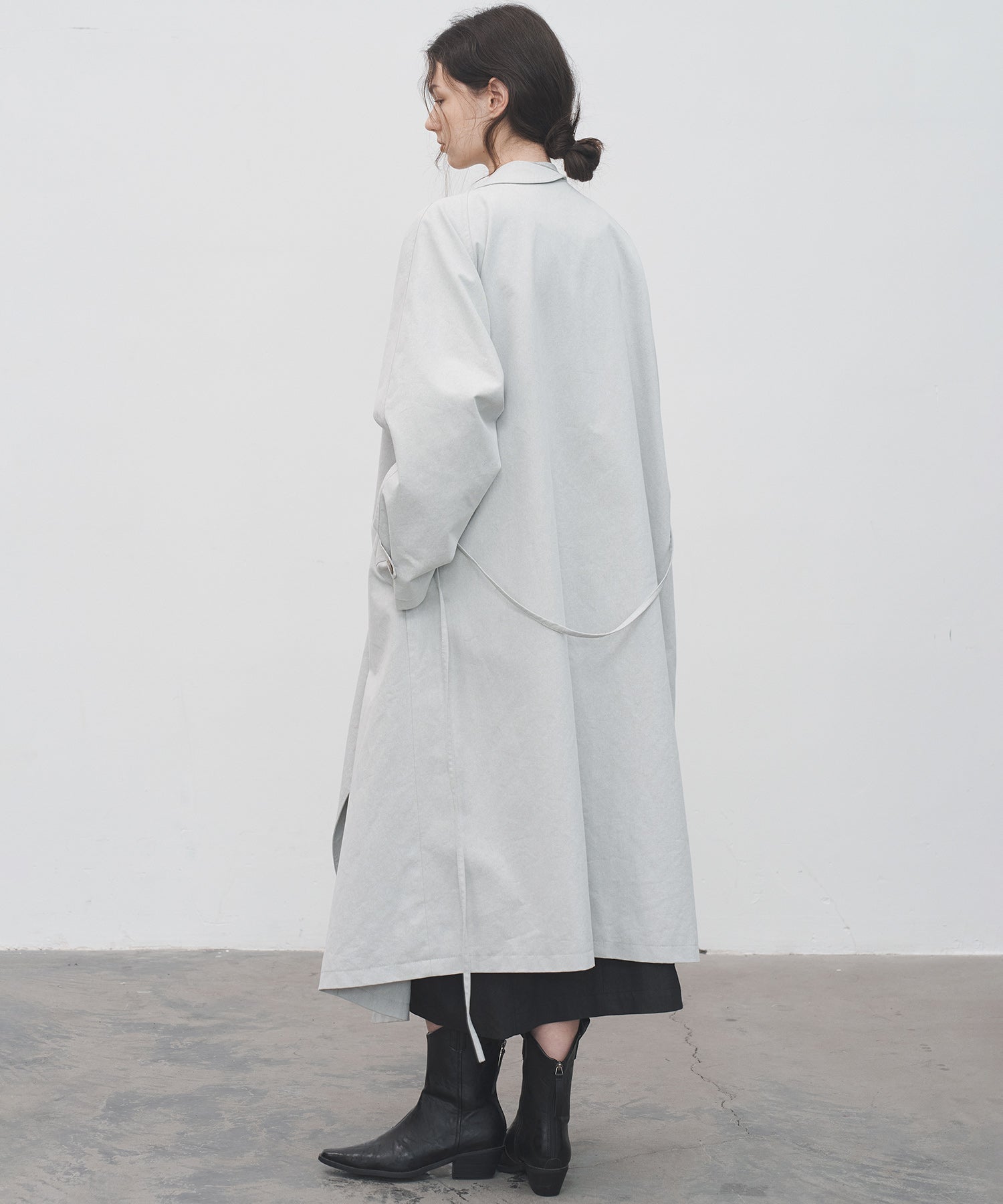 Layered Drape-Neck Trench Coat – Oversized Long Silhouette