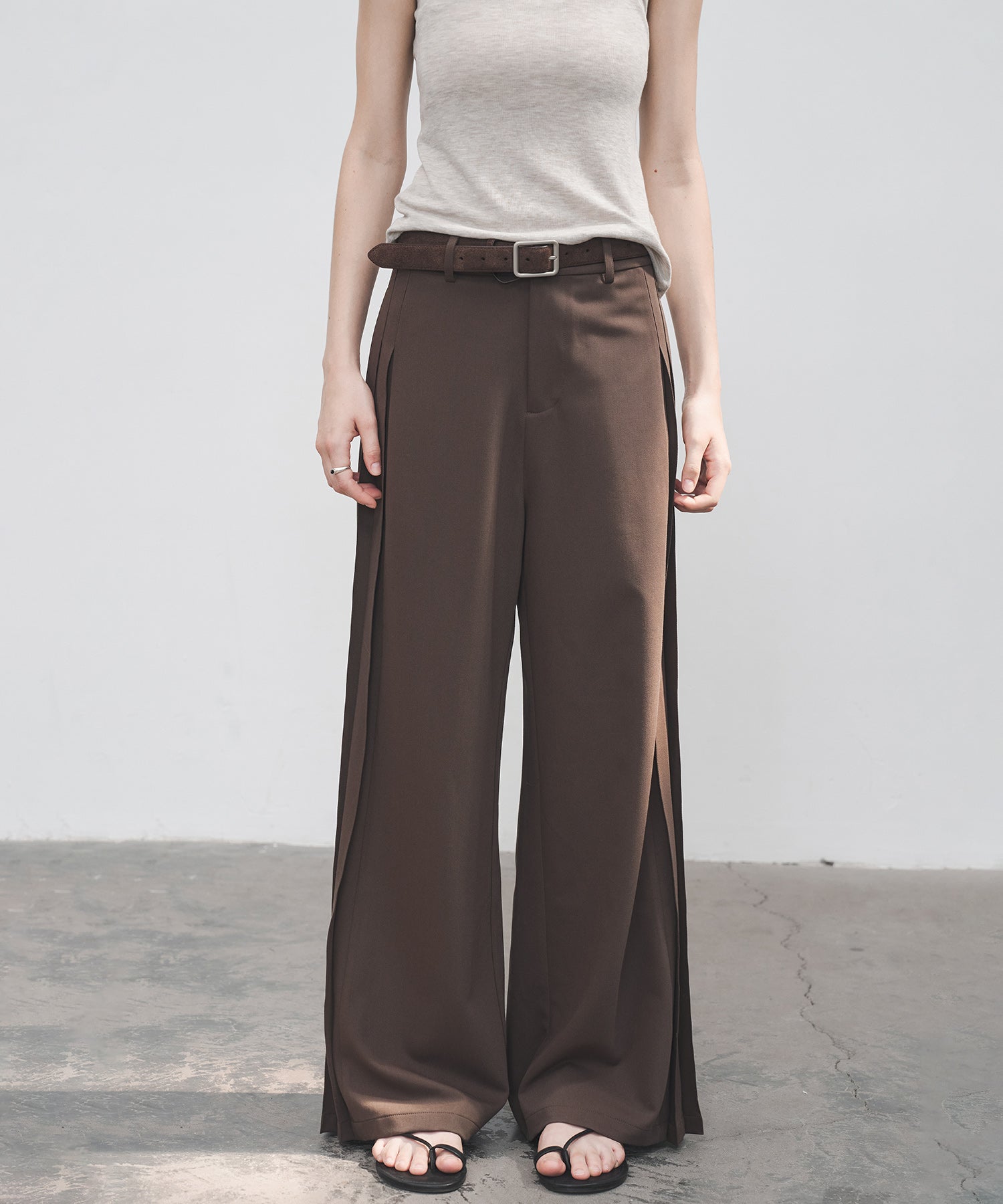 Accordion Pleat Wide-Leg Trousers