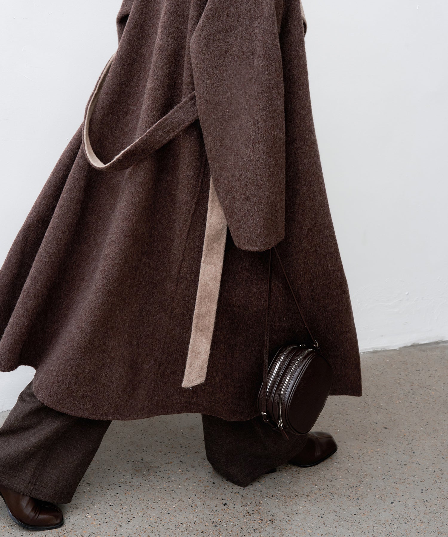 100% Wool Overlap Collar Double-Faced Long Coat