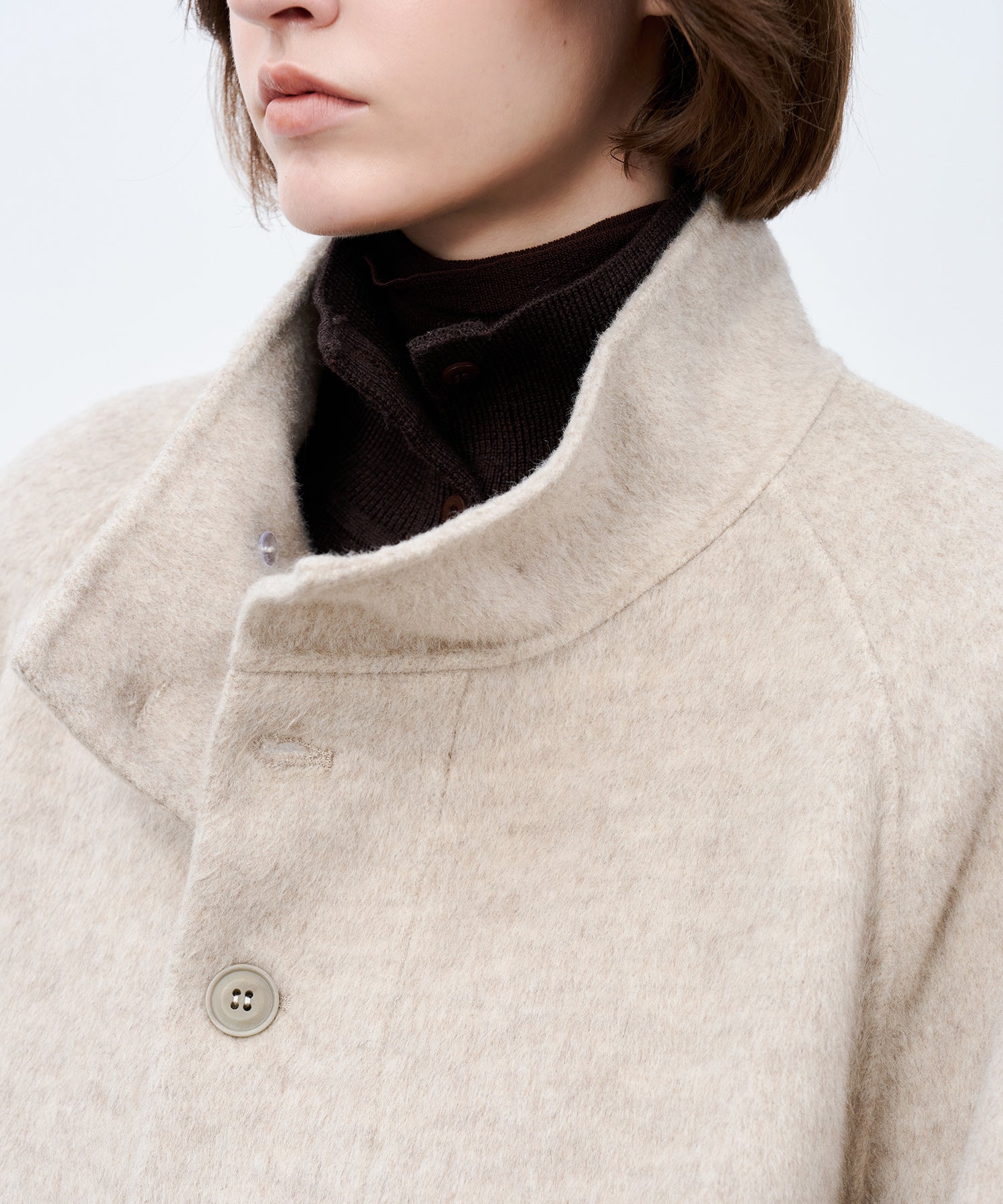 Wool Stand Collar Short Coat
