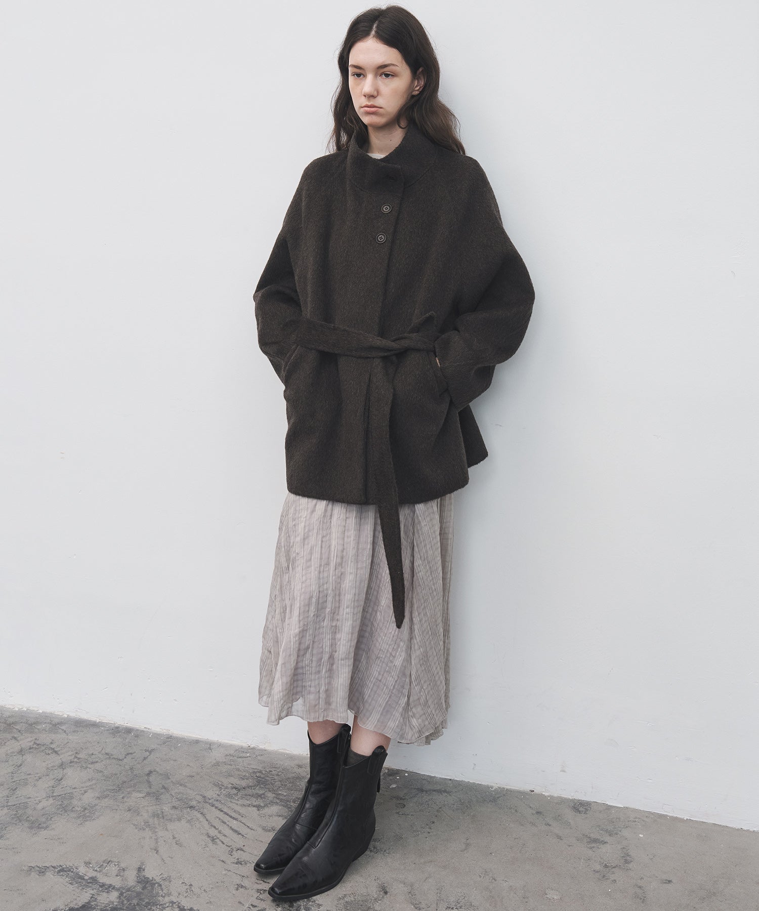 Asymmetric Hem Crinkled Check Midi Skirt – A-Line Silhouette