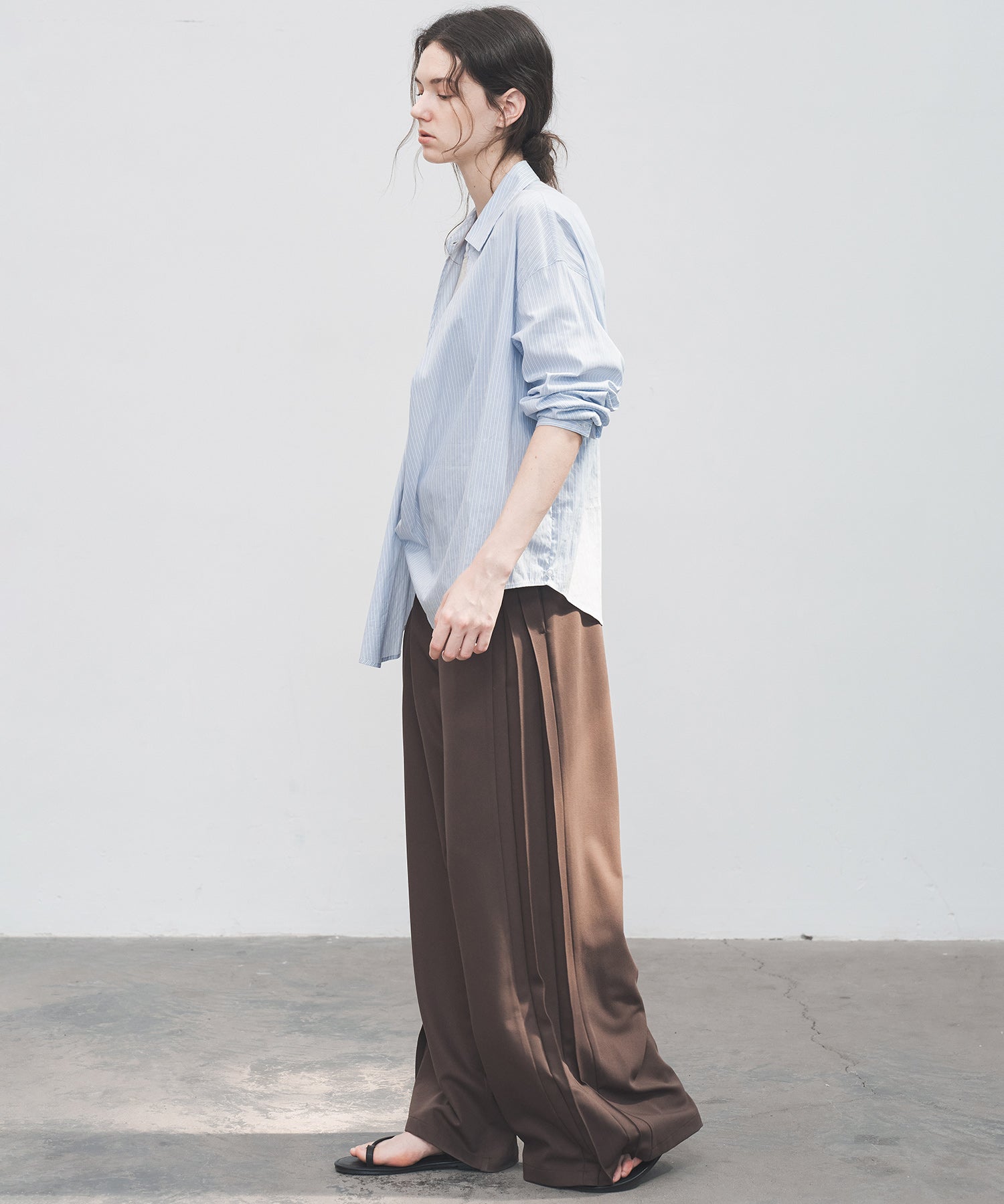 Accordion Pleat Wide-Leg Trousers