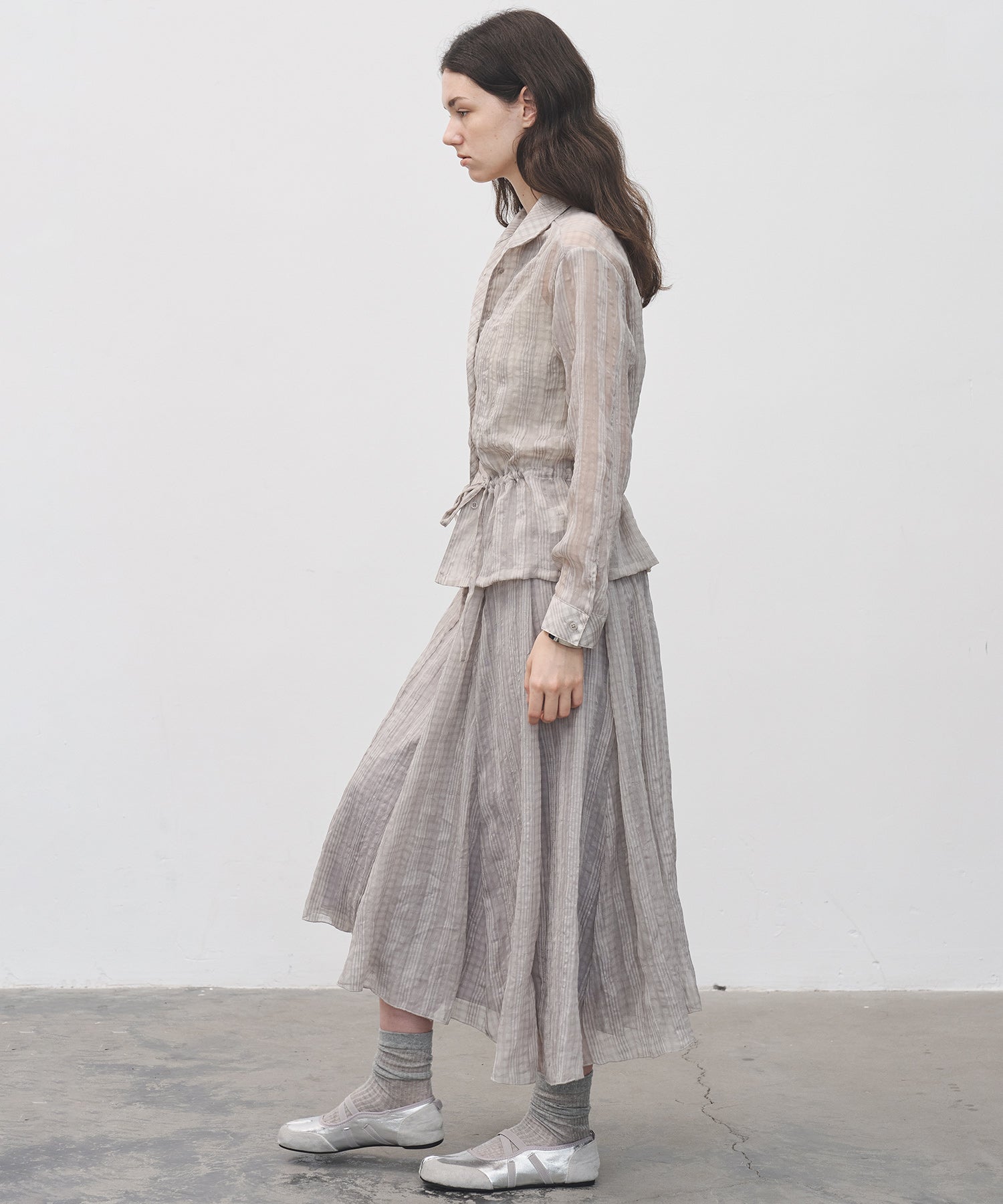 Drawstring Crinkled Check Shirt Jacket – Oversized Fit