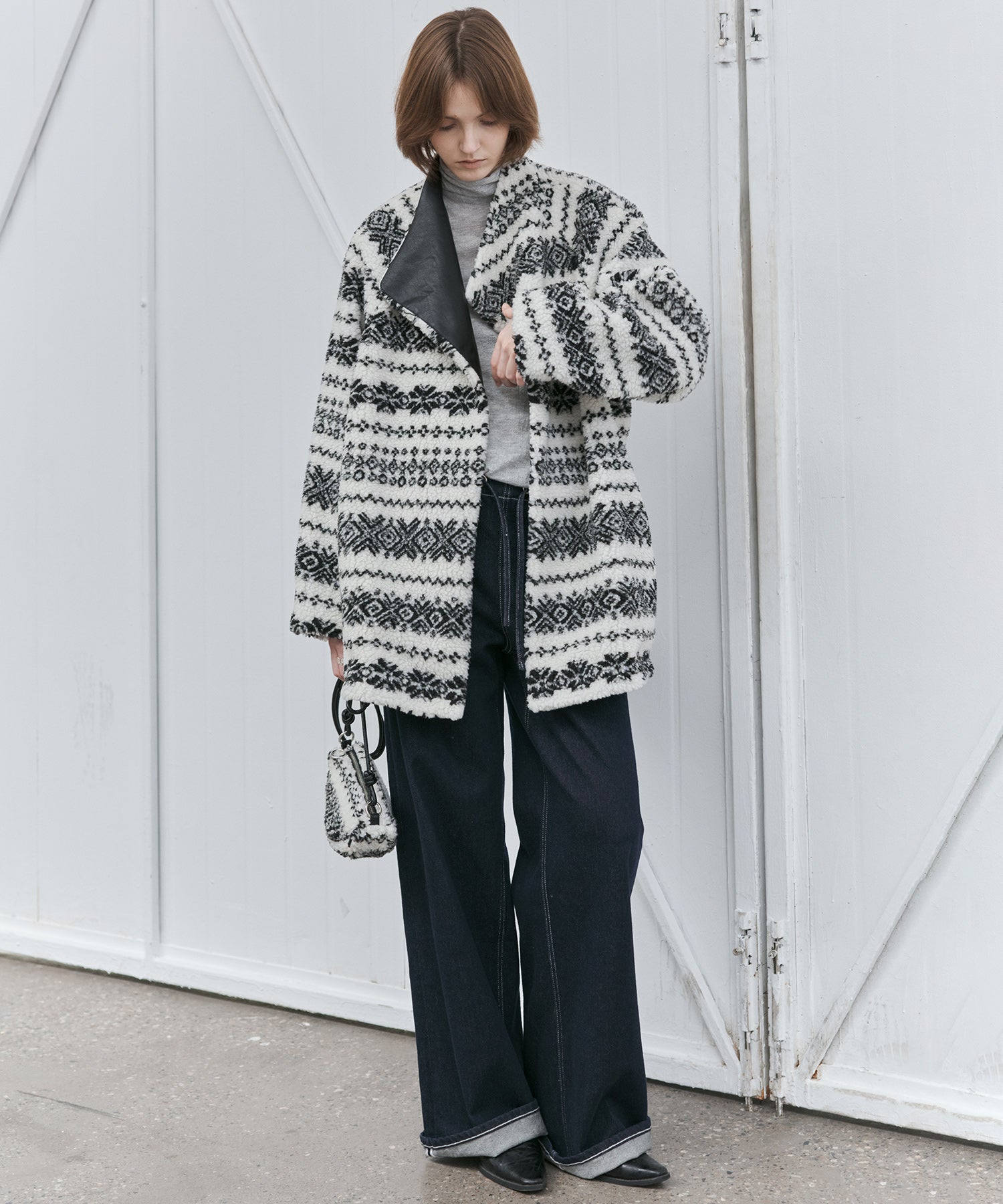 Fair Isle Relaxed Fit Fleece Jacket