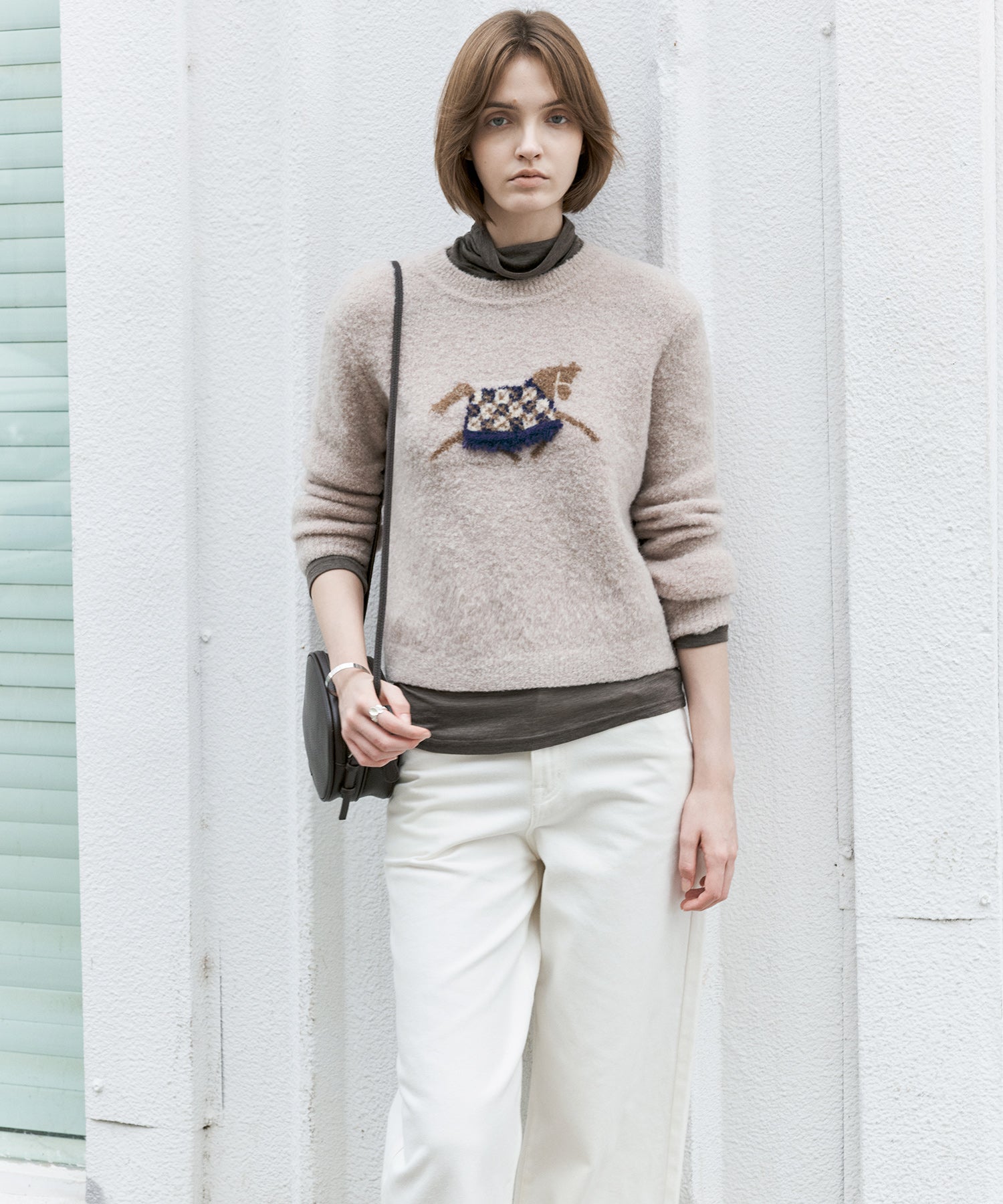 Pony Jacquard Crewneck Knit Sweater