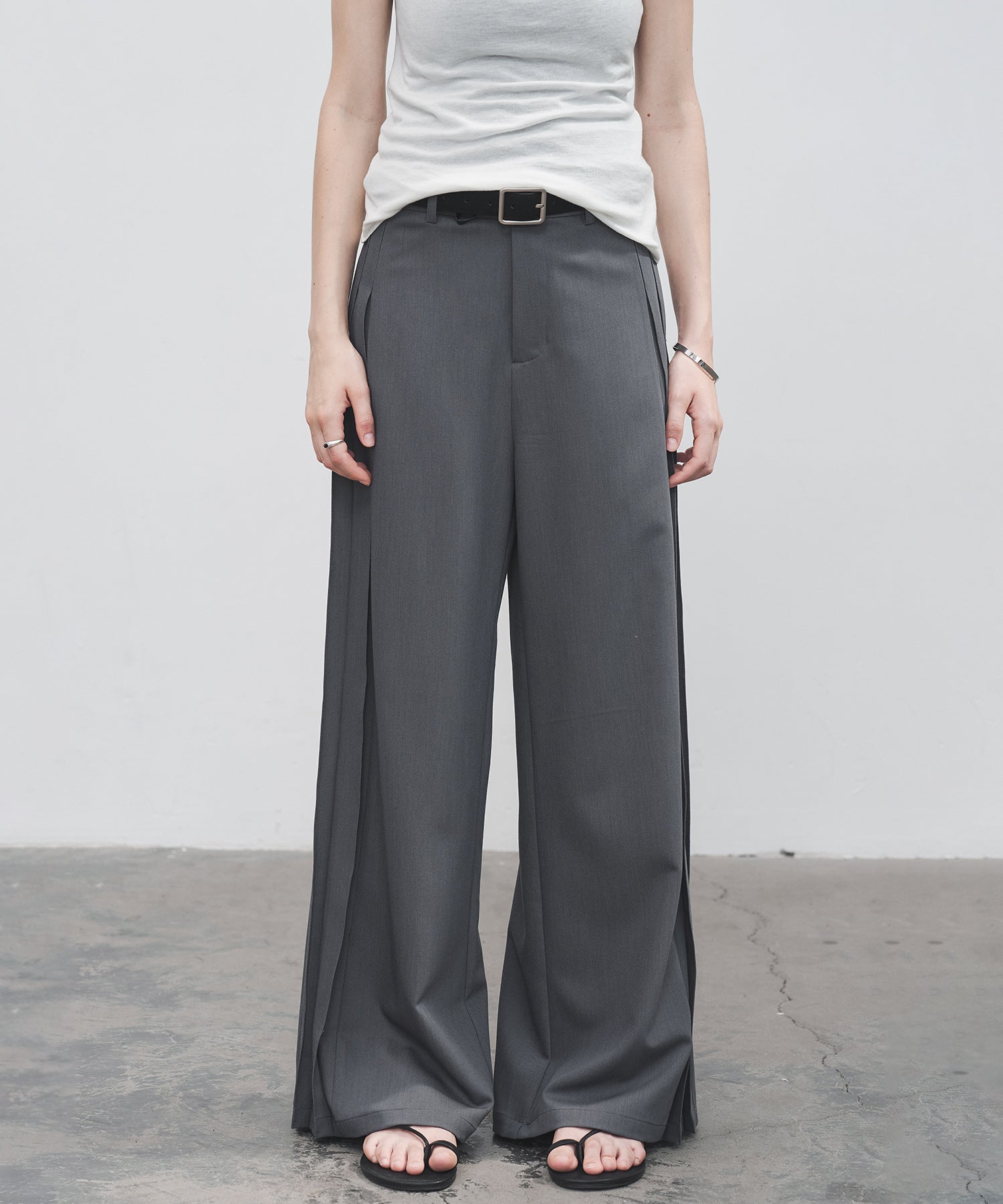 Accordion Pleat Wide-Leg Trousers
