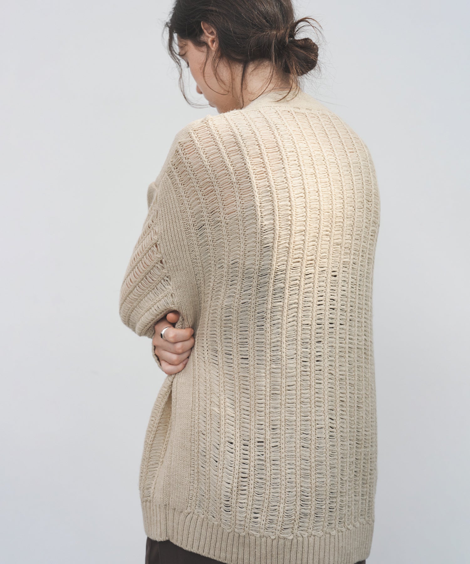 3D Textured Knit Loose Fit Cardigan