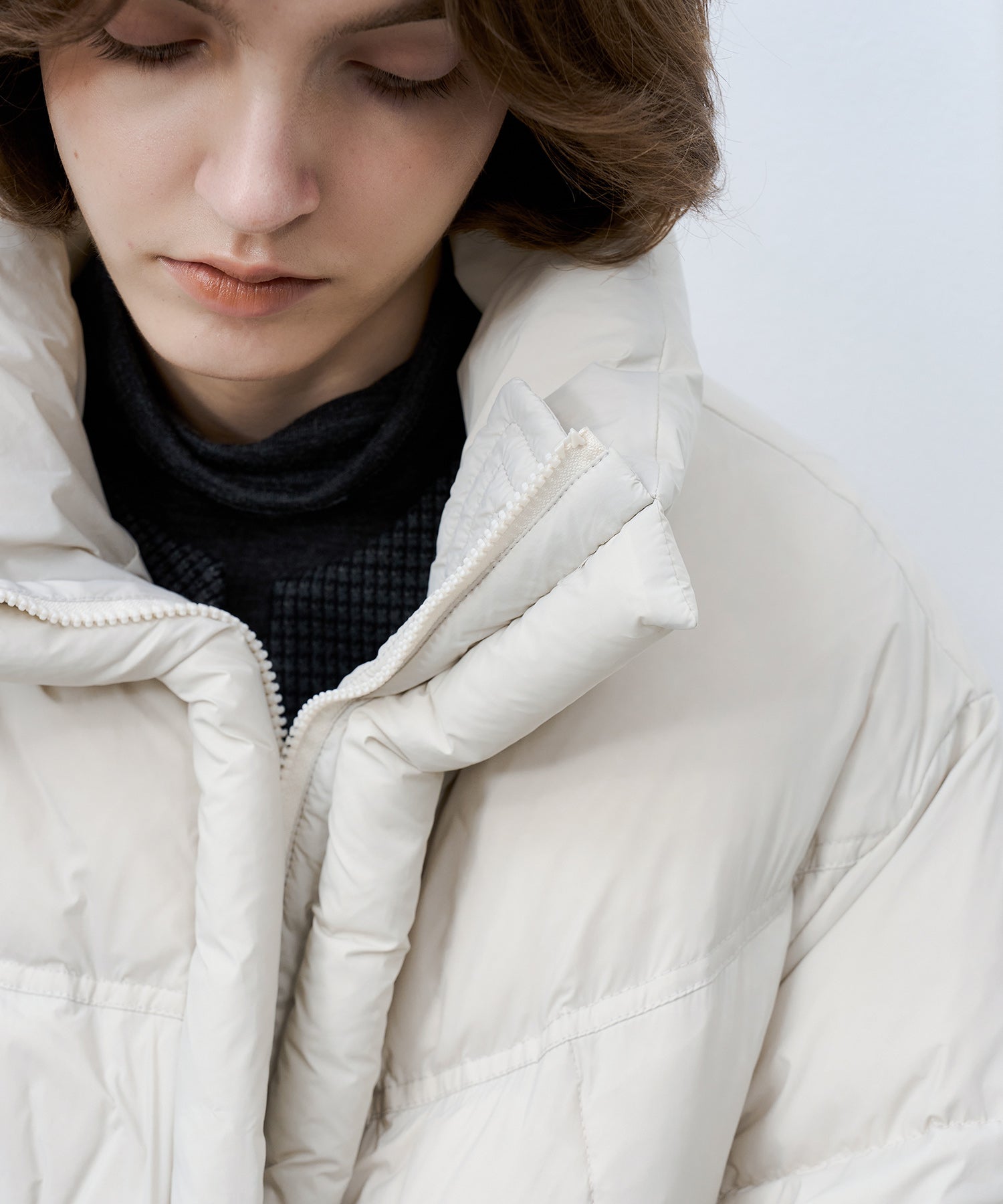 Mid-Length Stand Collar Hooded Oversize Down Coat